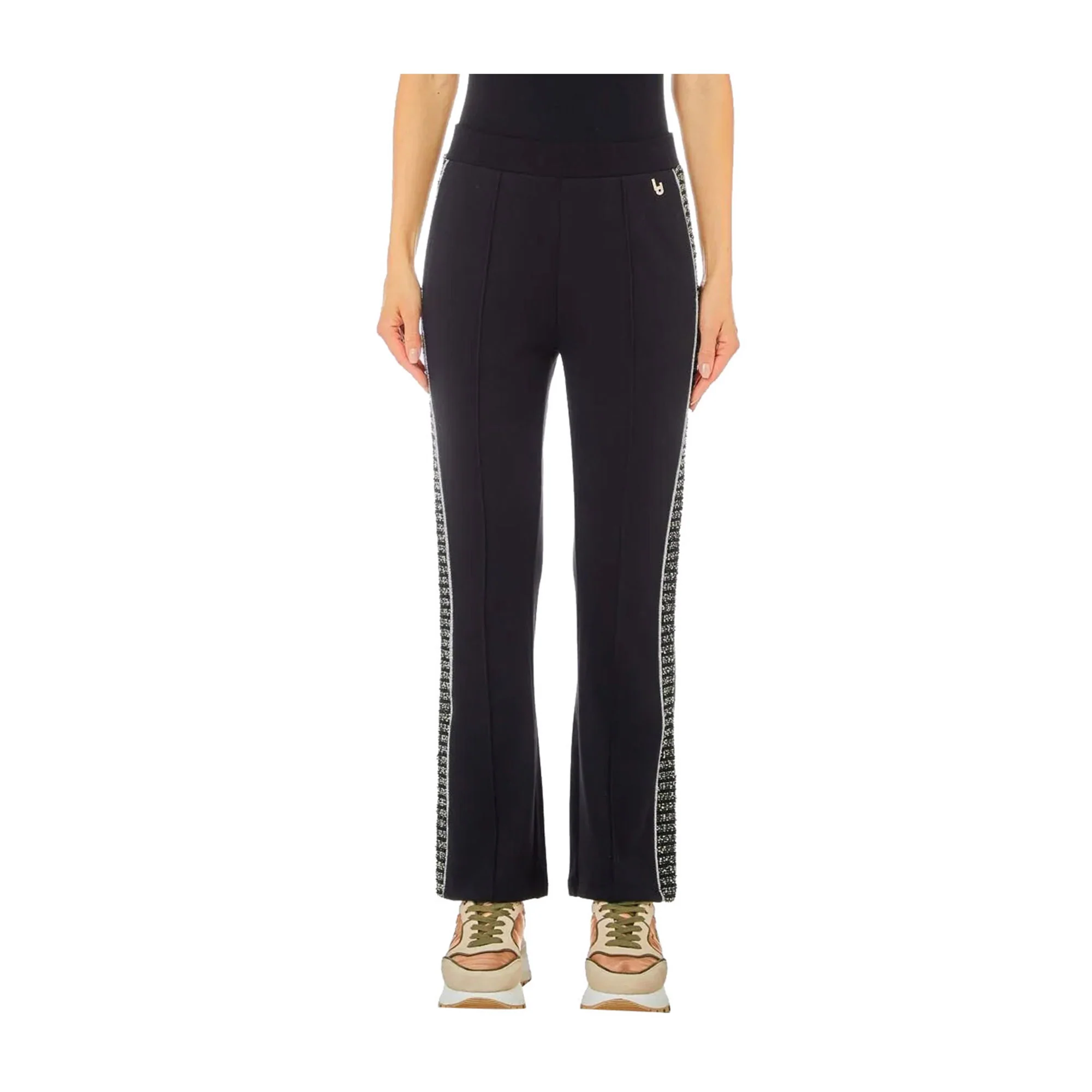 Pantaloni Donna con bande laterali lurex