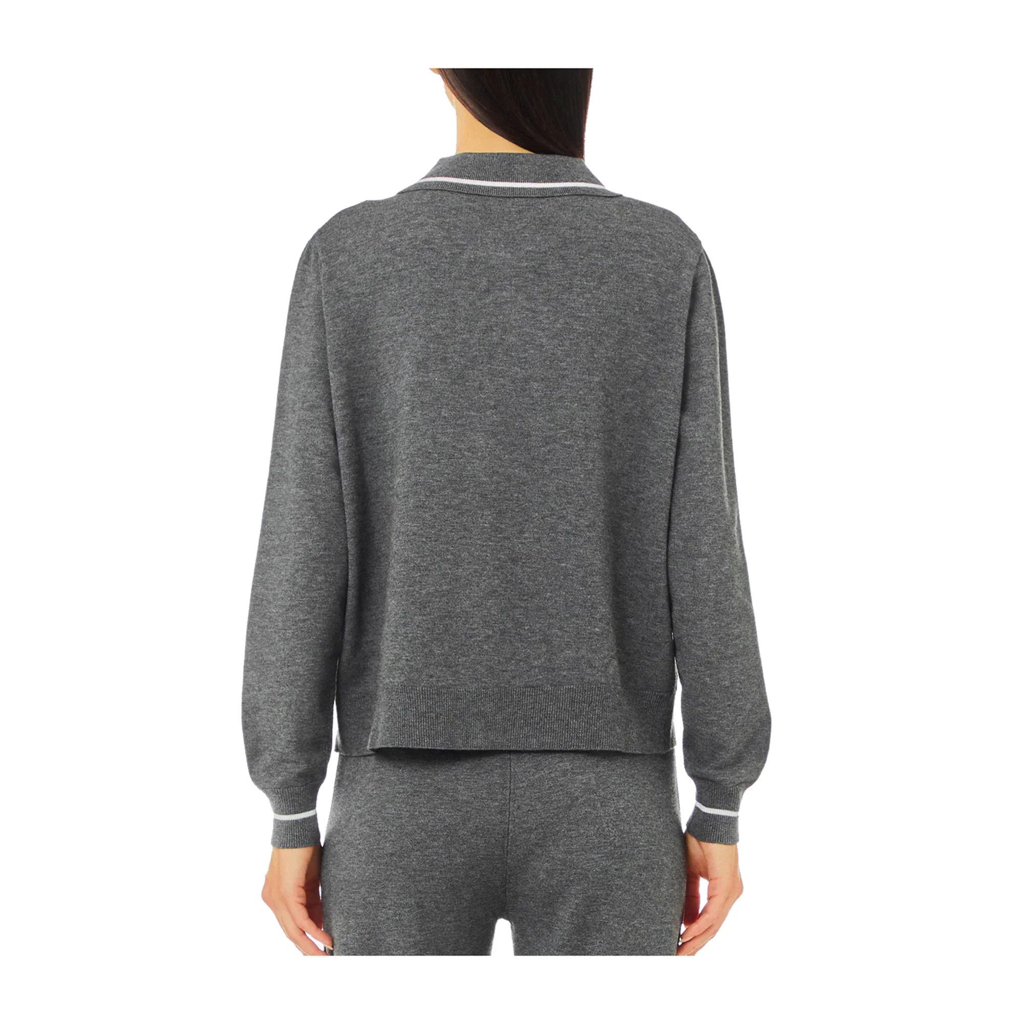 Maglia Donna con zip e colletto Grigio - Image 2