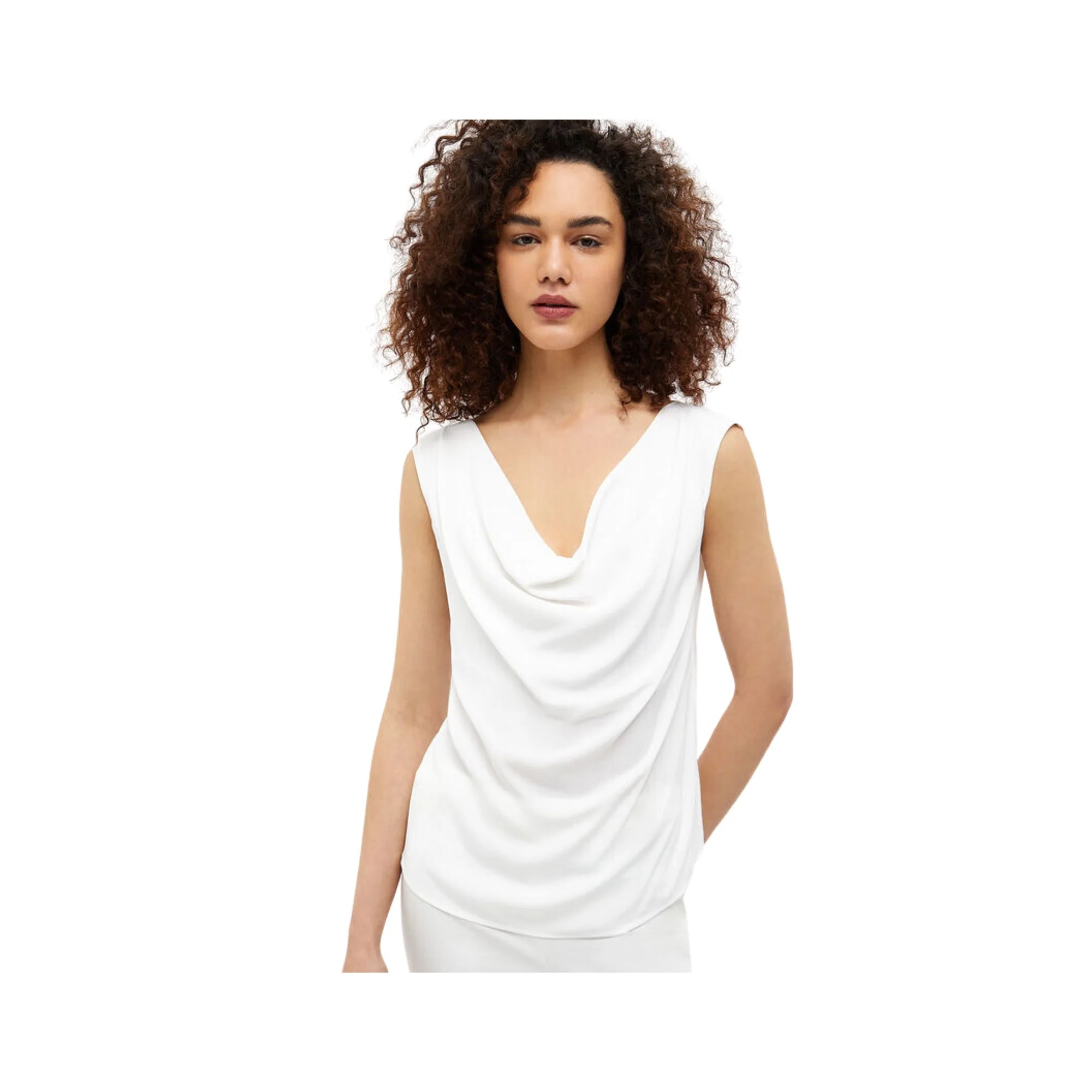 Top Donna tinta unita con scollo a V - Image 2