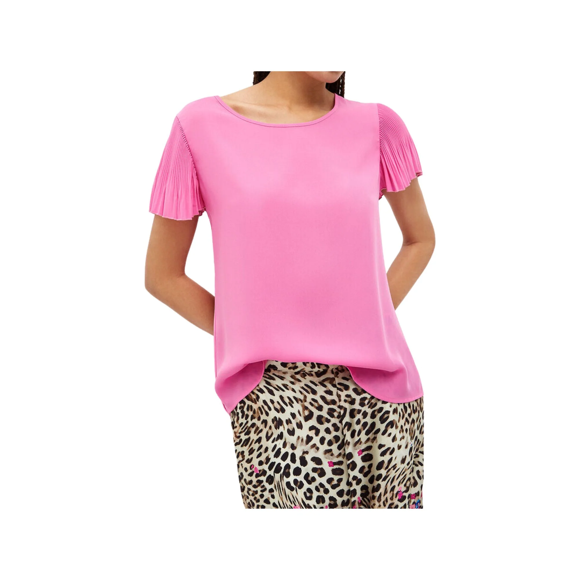 Blusa donna in tinta unita con oblò sul retro - Image 2