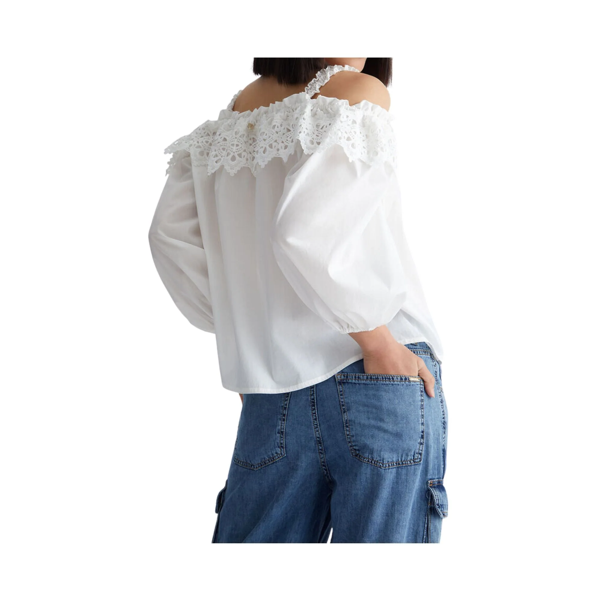 Blusa Donna in pizzo tinta unita - Image 3