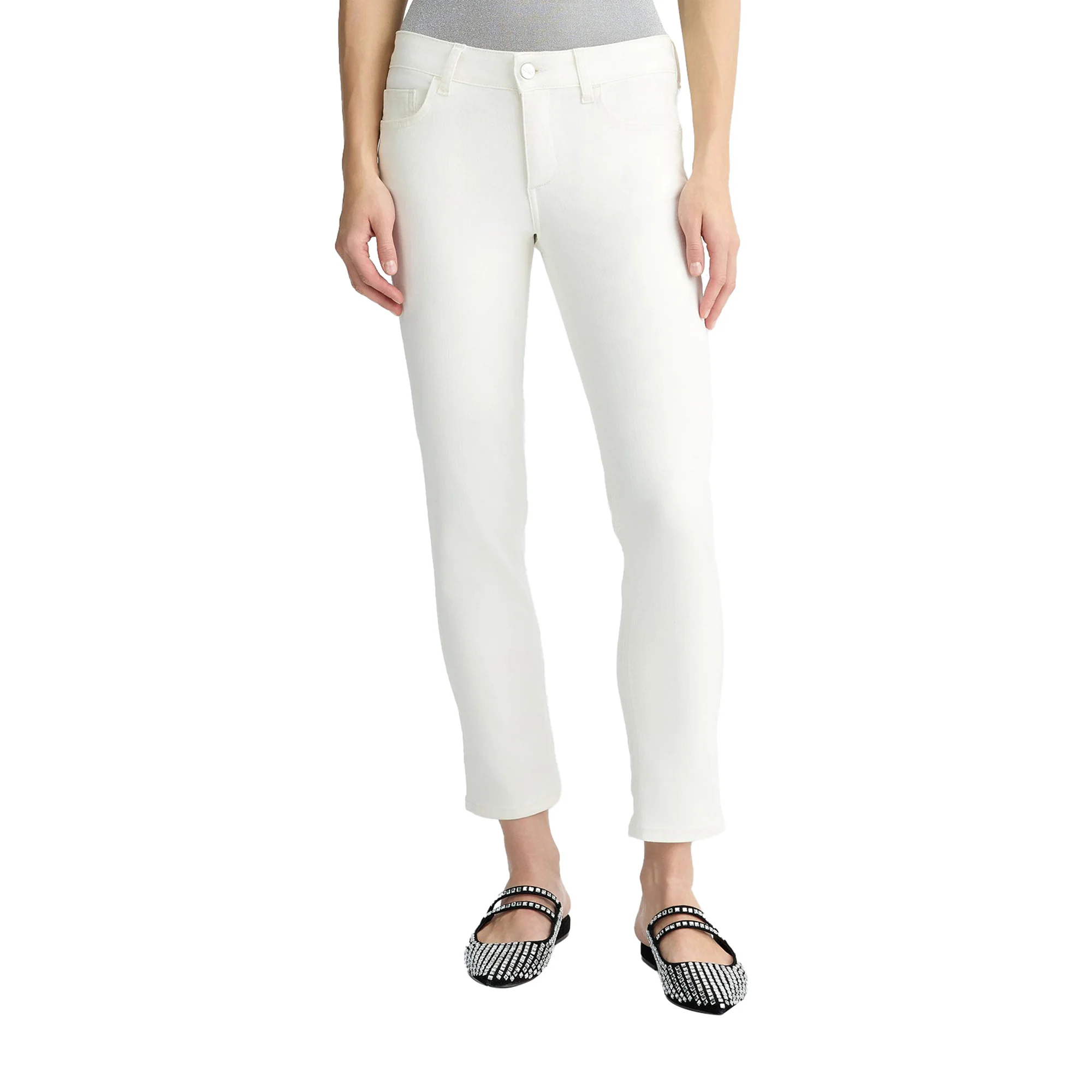 Pantaloni Donna Skinny Cropped Monreo Bianco - Image 2