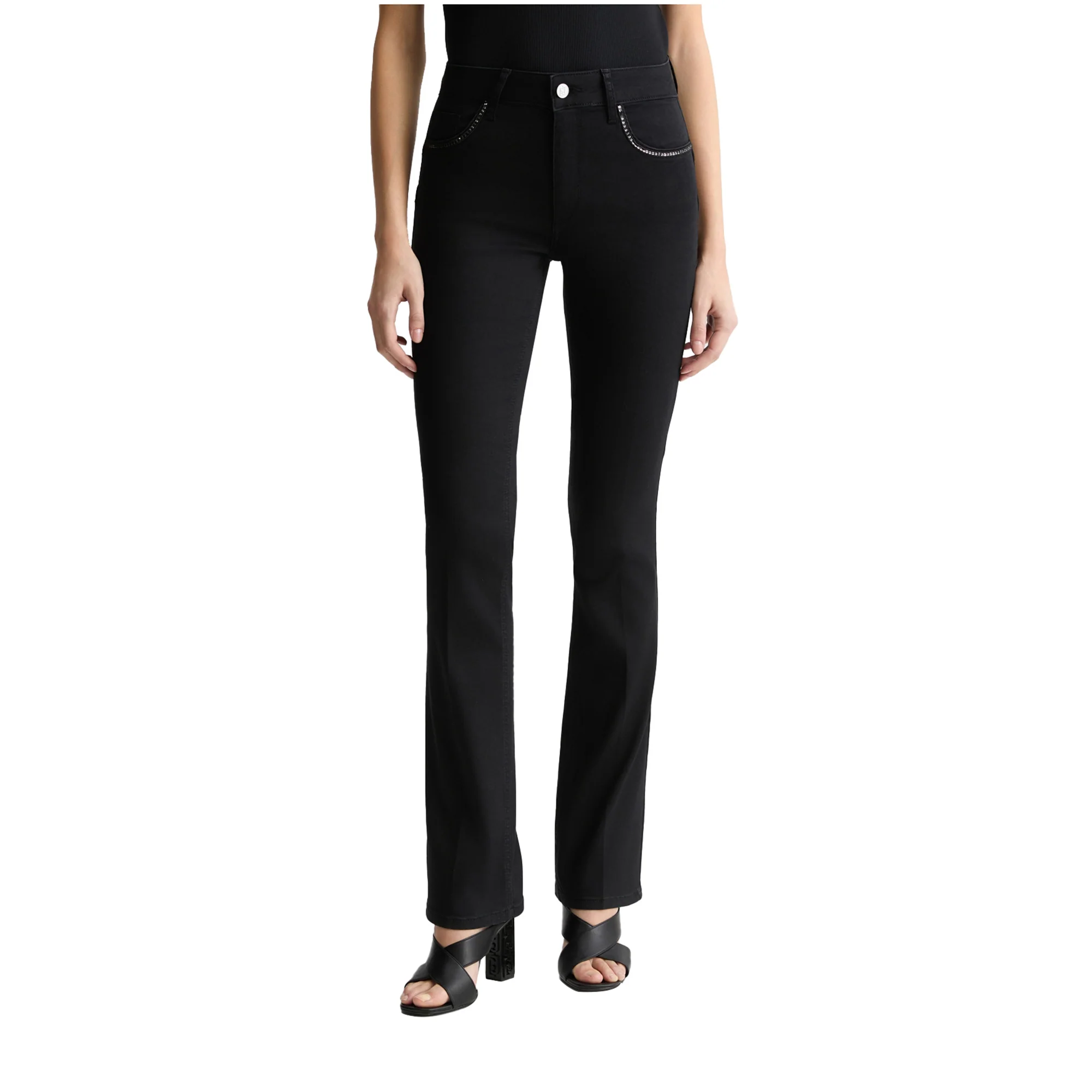 Jeans Donna Bootcut con strass Nero - Image 2