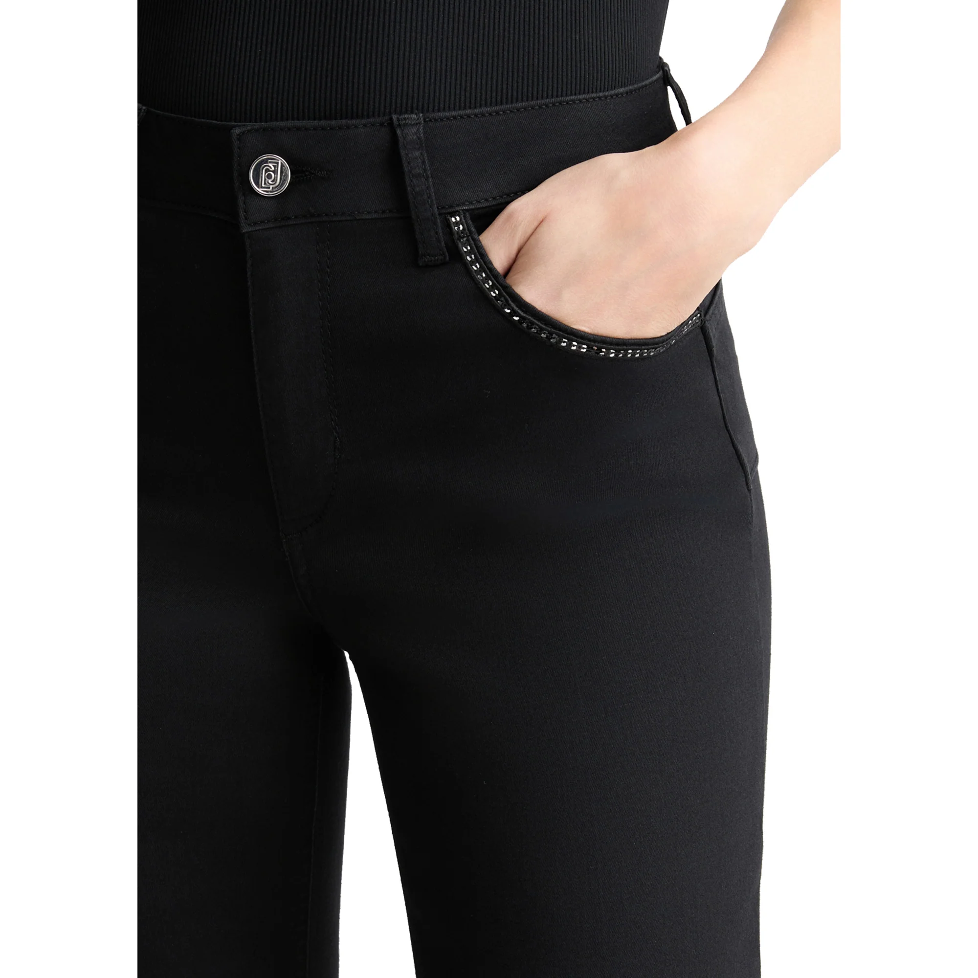 Jeans Donna Bootcut con strass Nero - Image 4