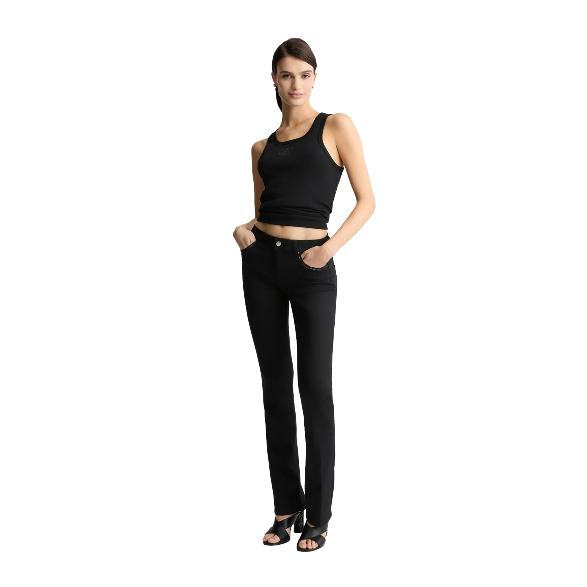 Jeans Donna Bootcut con strass Nero - Image 5