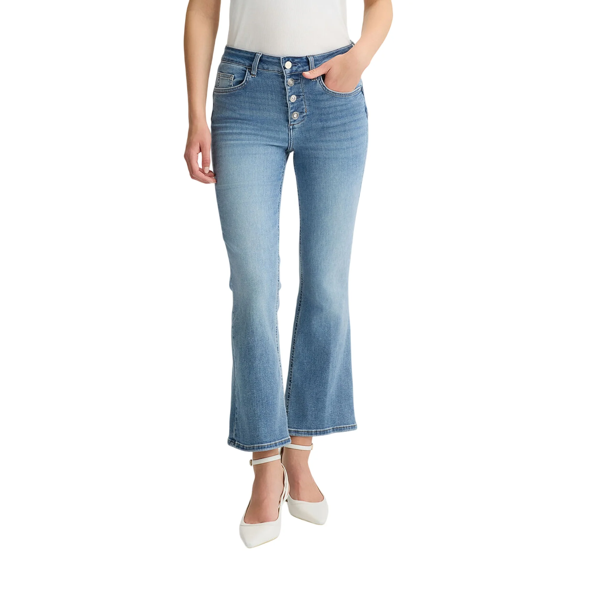 Jeans bootcut da donna a vita alta