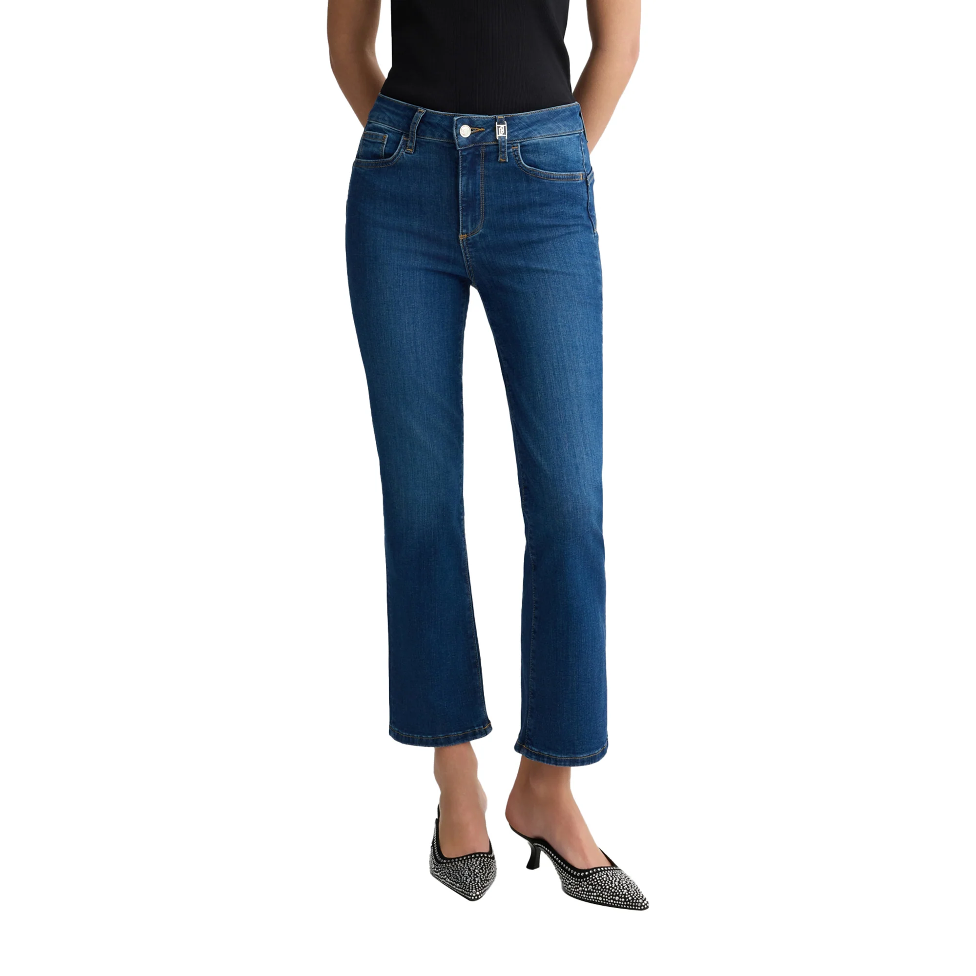 Jeans Donna bootcut a vita alta denim scuro - Image 2