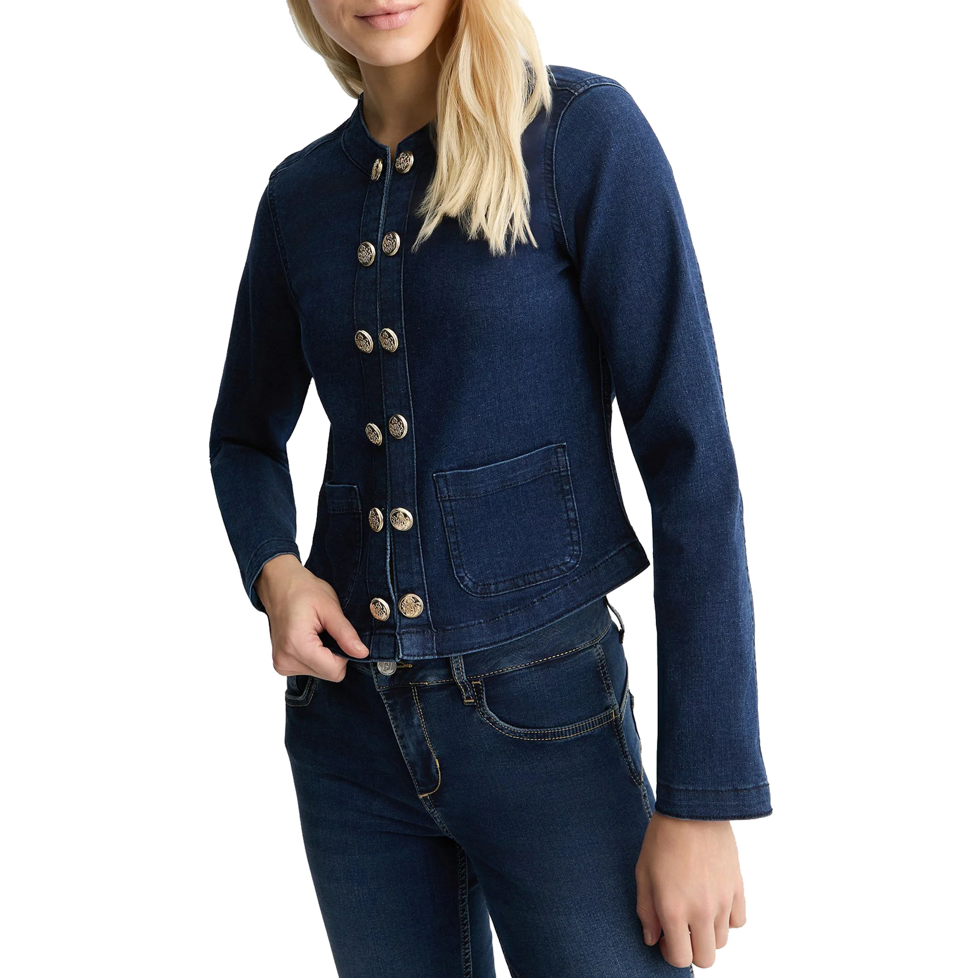 Giacca di Jeans Donna con catena gioiello - Image 4