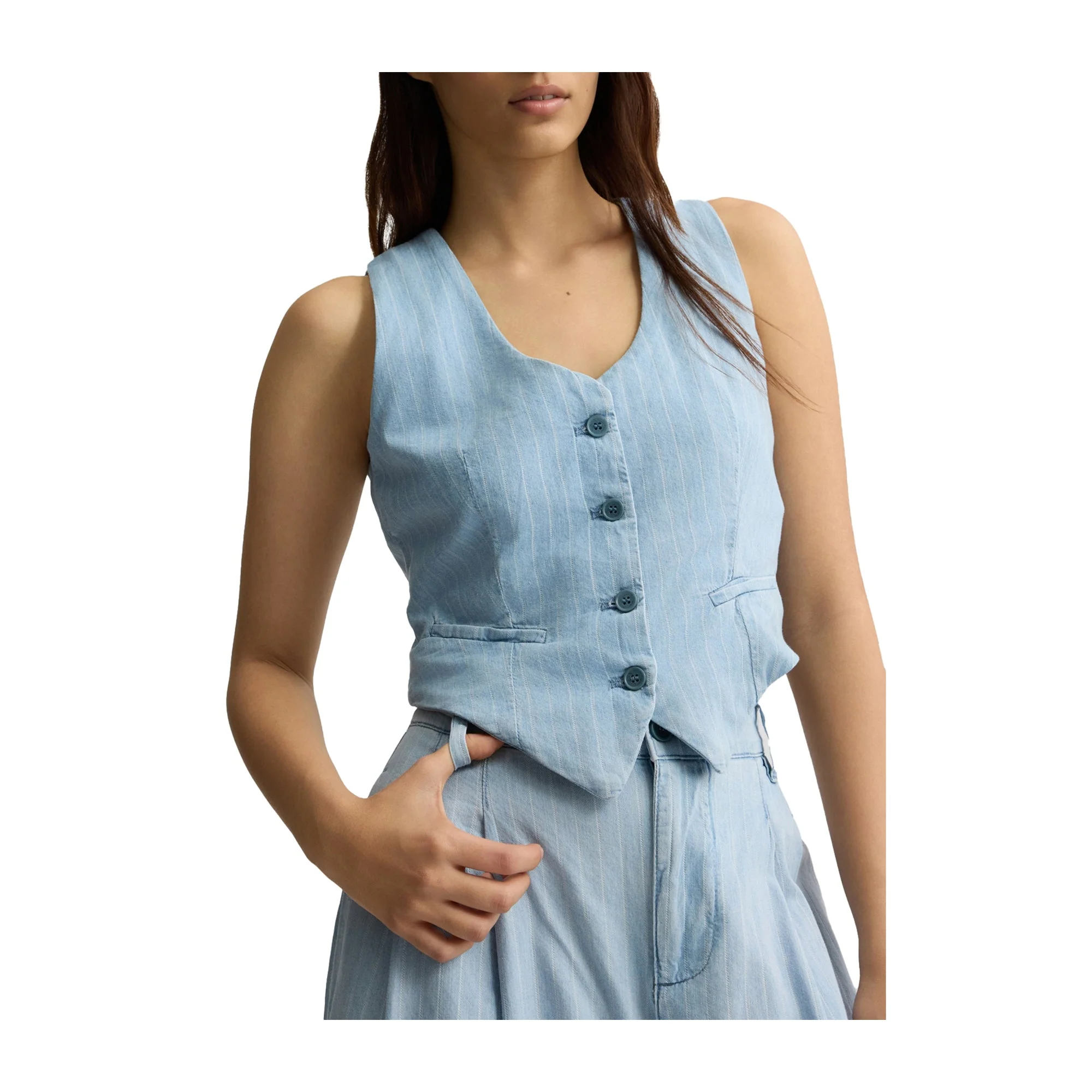 Gilet Donna in denim gessato slim fit - Image 3