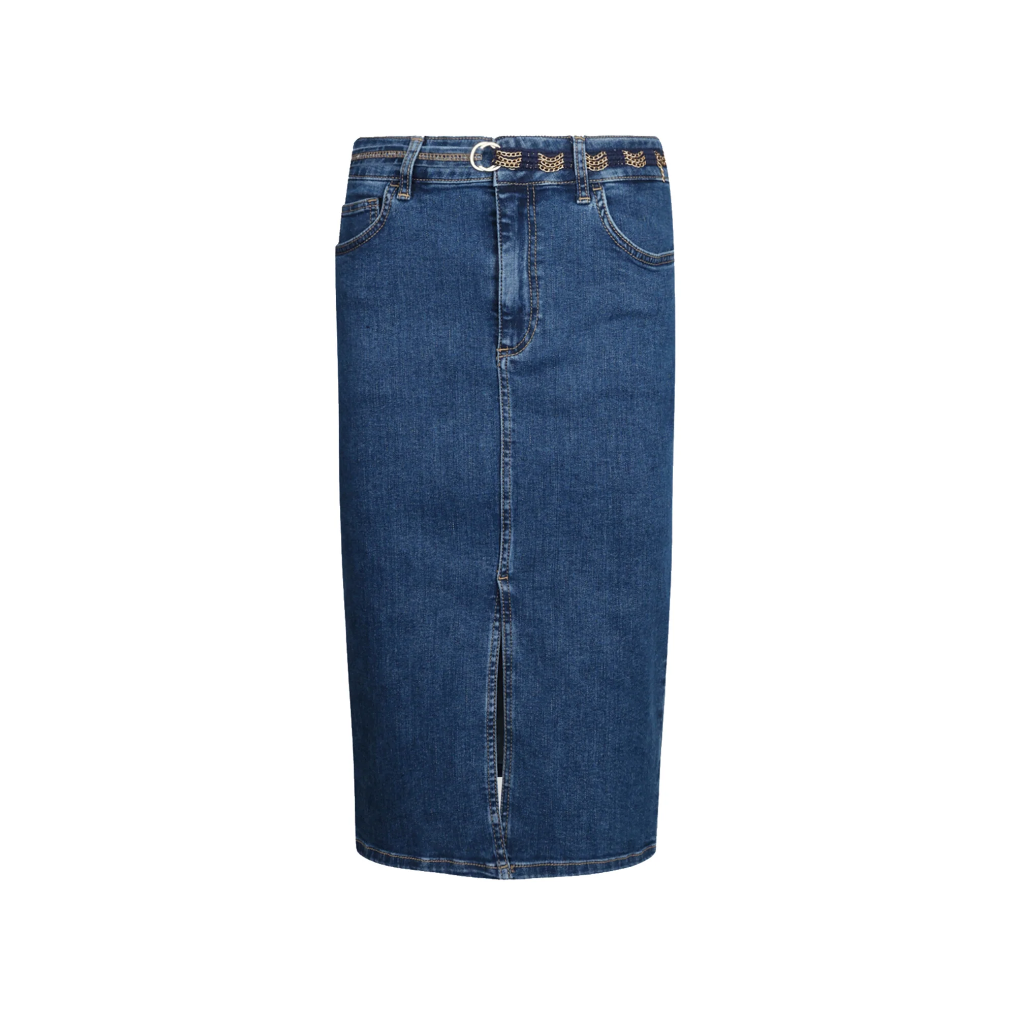 Gonna Donna longuette in denim di cotone stretch
