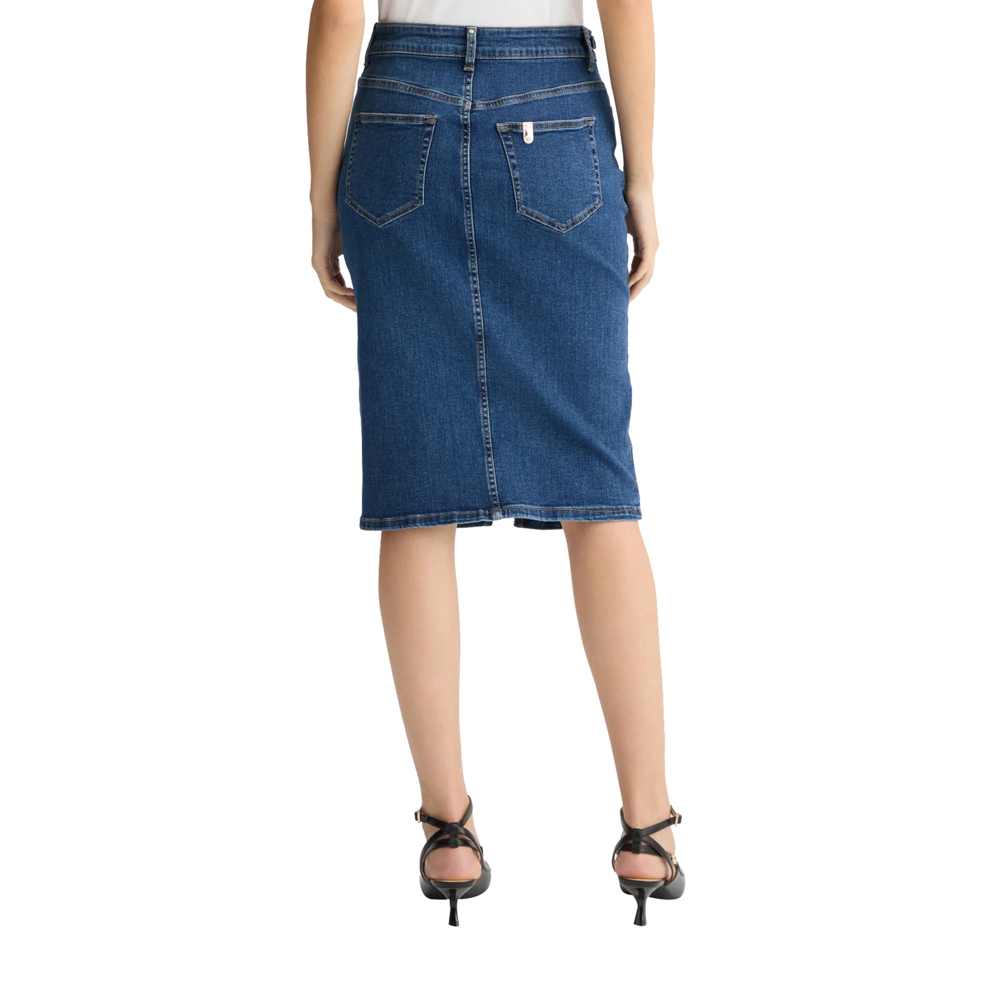 Gonna Donna longuette in denim di cotone stretch - Image 3