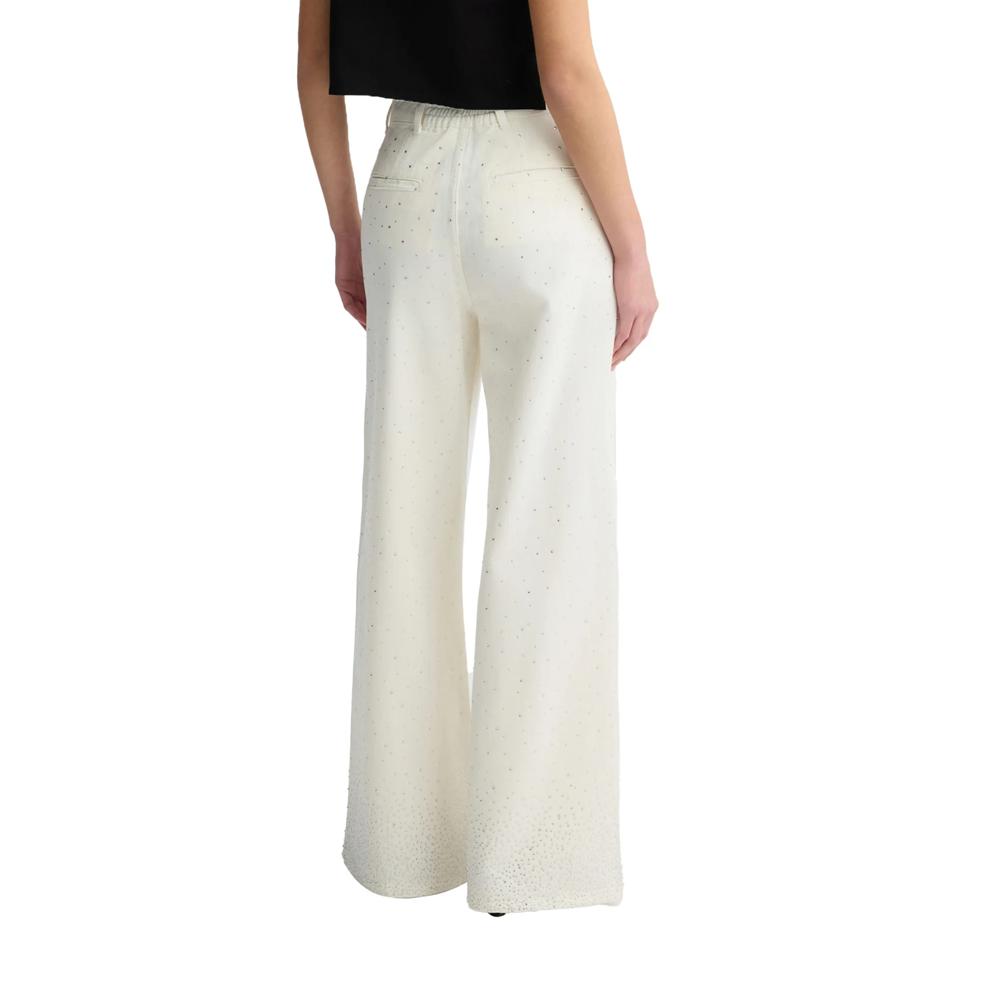 Jeans Flare Donna bianco con strass - Image 3