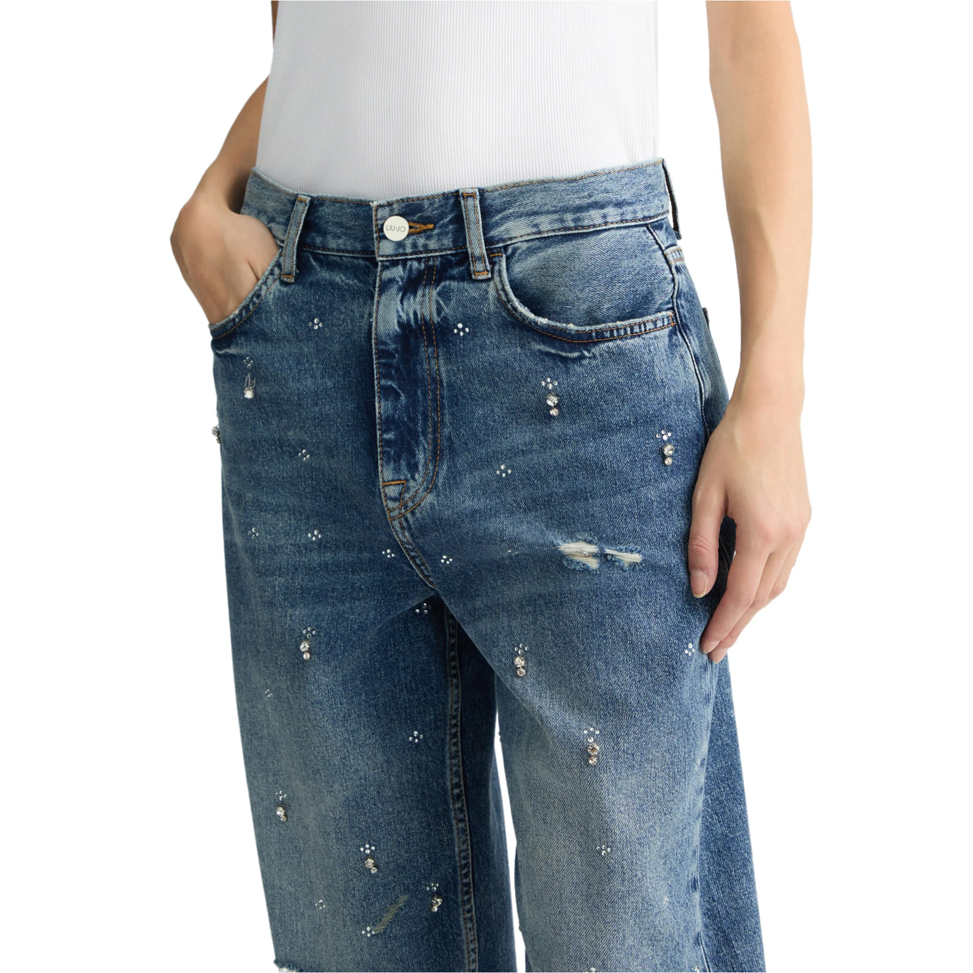 Jeans Donna straight con strass - Image 4