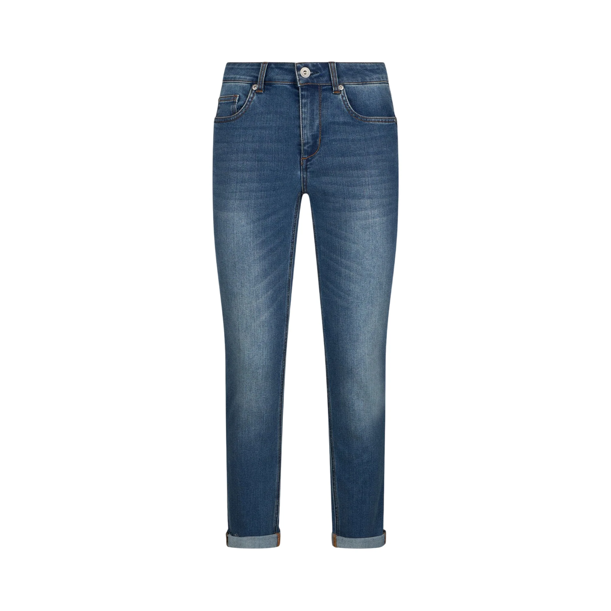 Jeans skinny con risvolto in blu