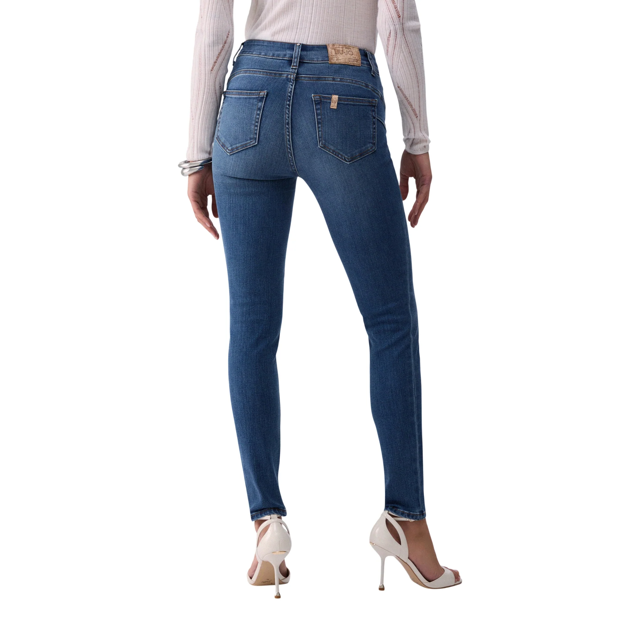 Jeans skinny a vita alta in denim blu - Image 3