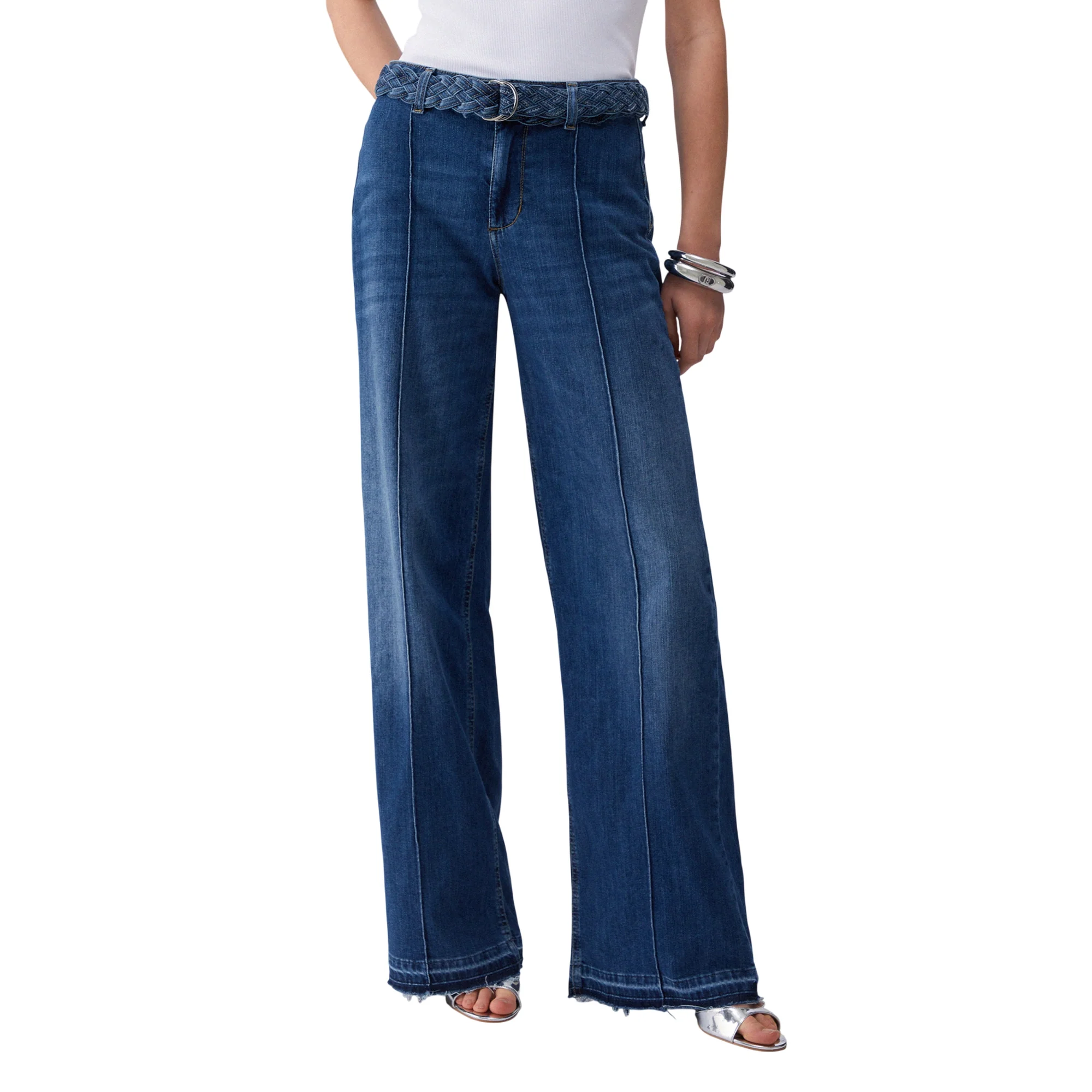 Jeans flare Donna con cintura intrecciata - Image 2