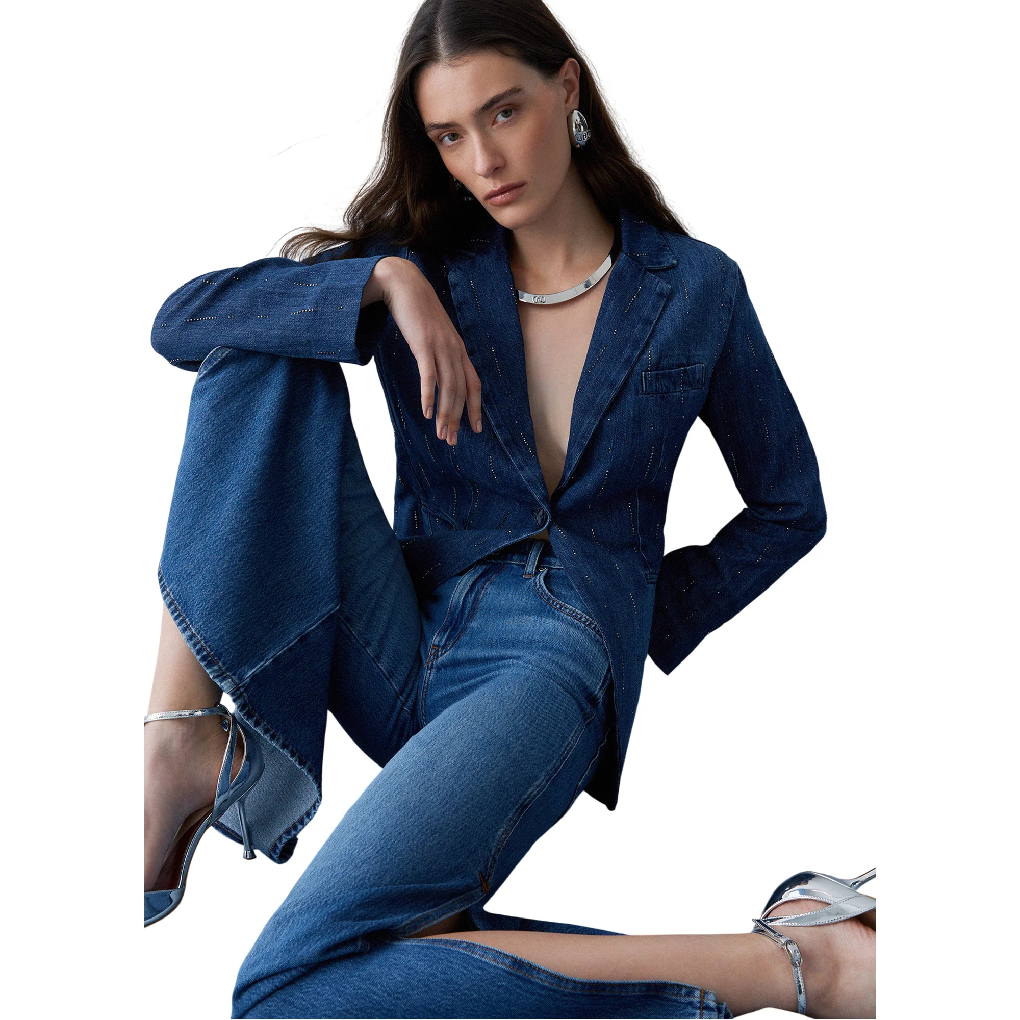 Blazer Donna in denim con strass - Image 5