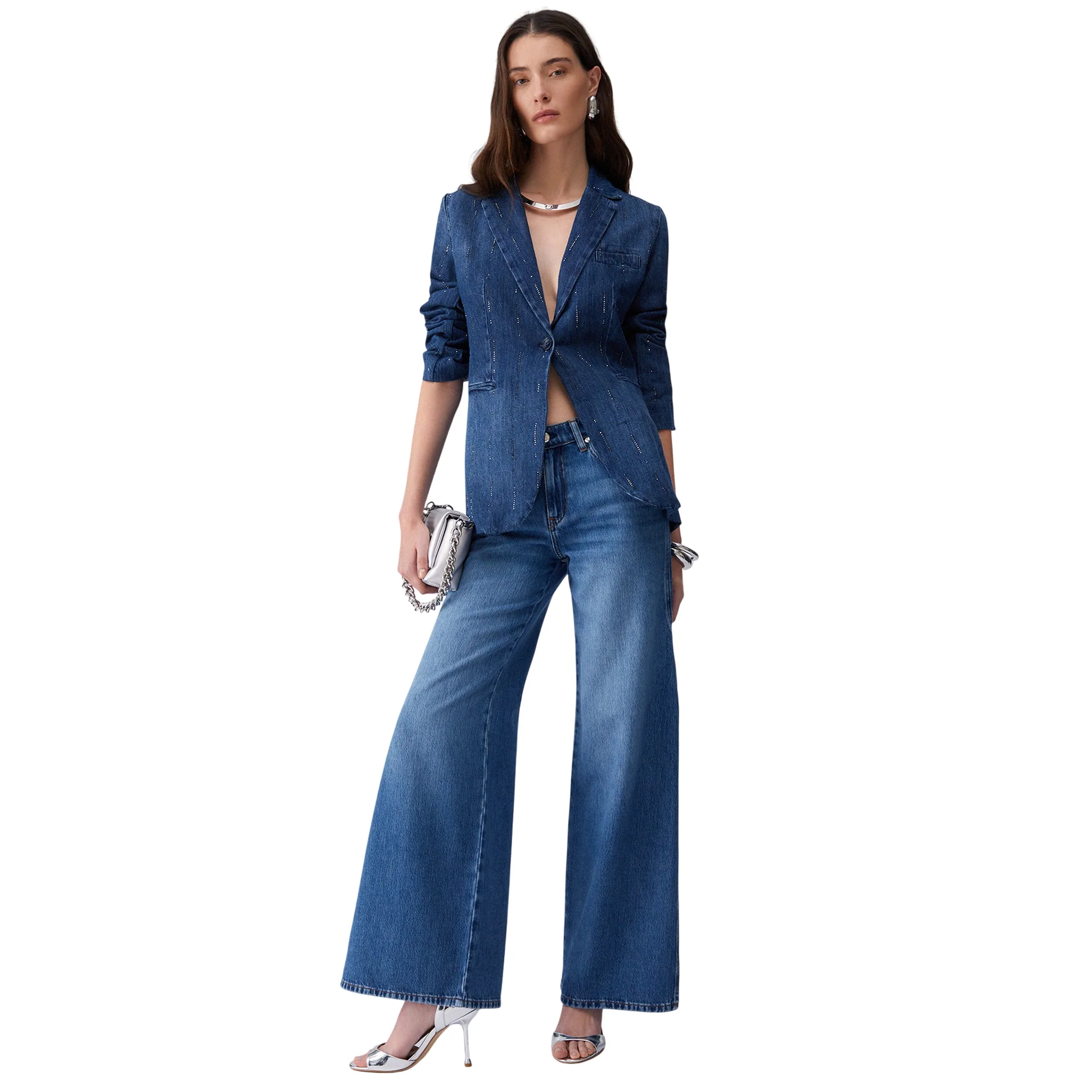 Blazer Donna in denim con strass - Image 7