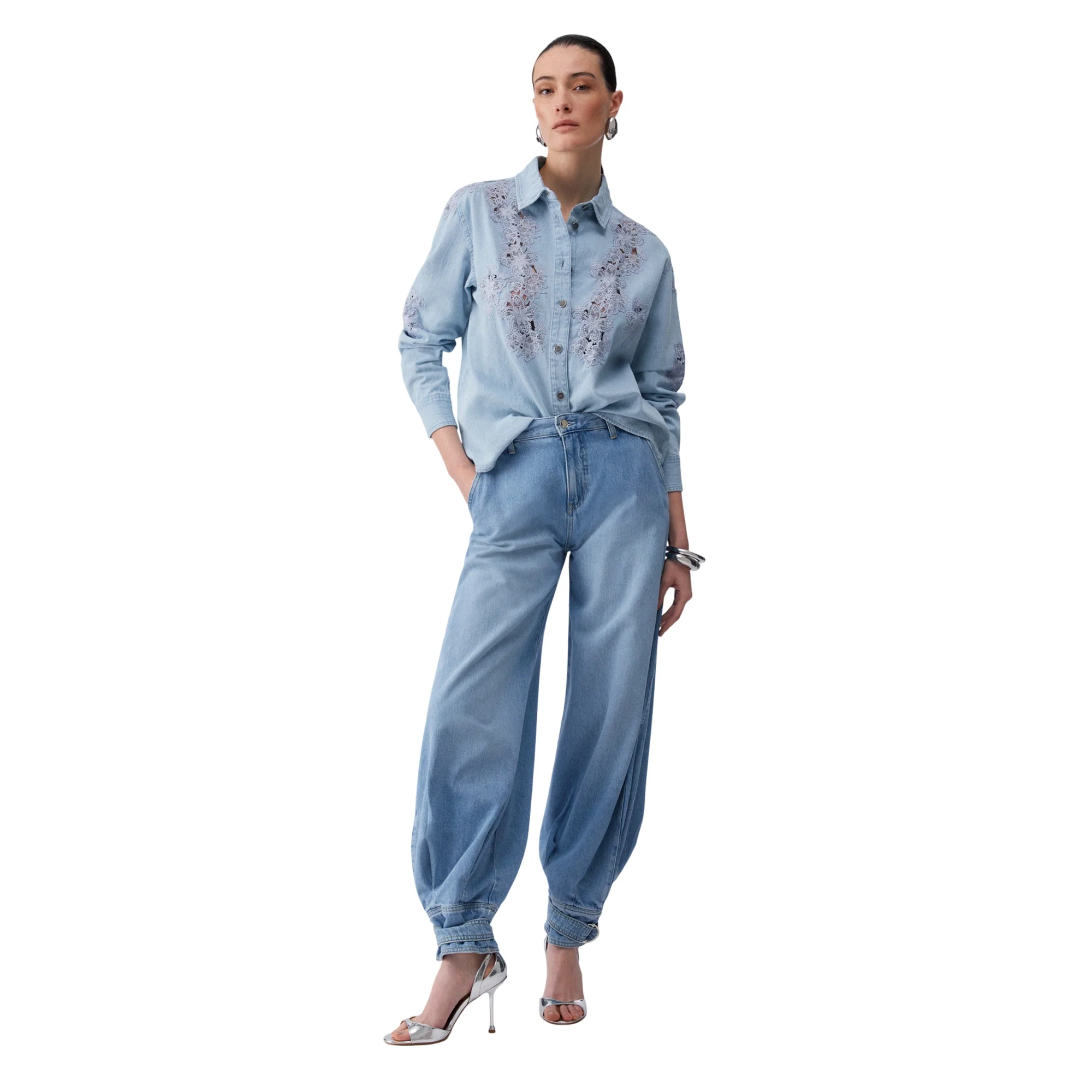 Camicia Donna in denim con dettagli in pizzo - Image 7