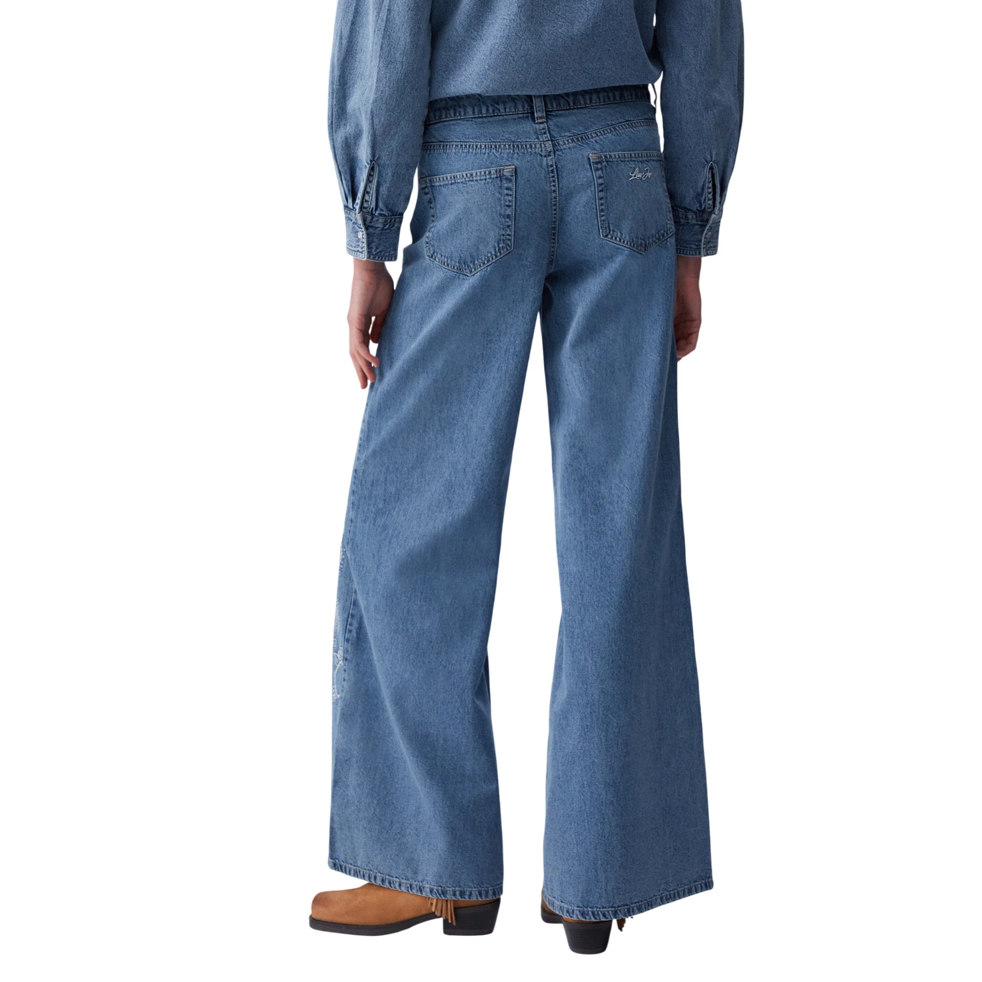 Jeans flare da donna con motivo a bandana strass - Image 4