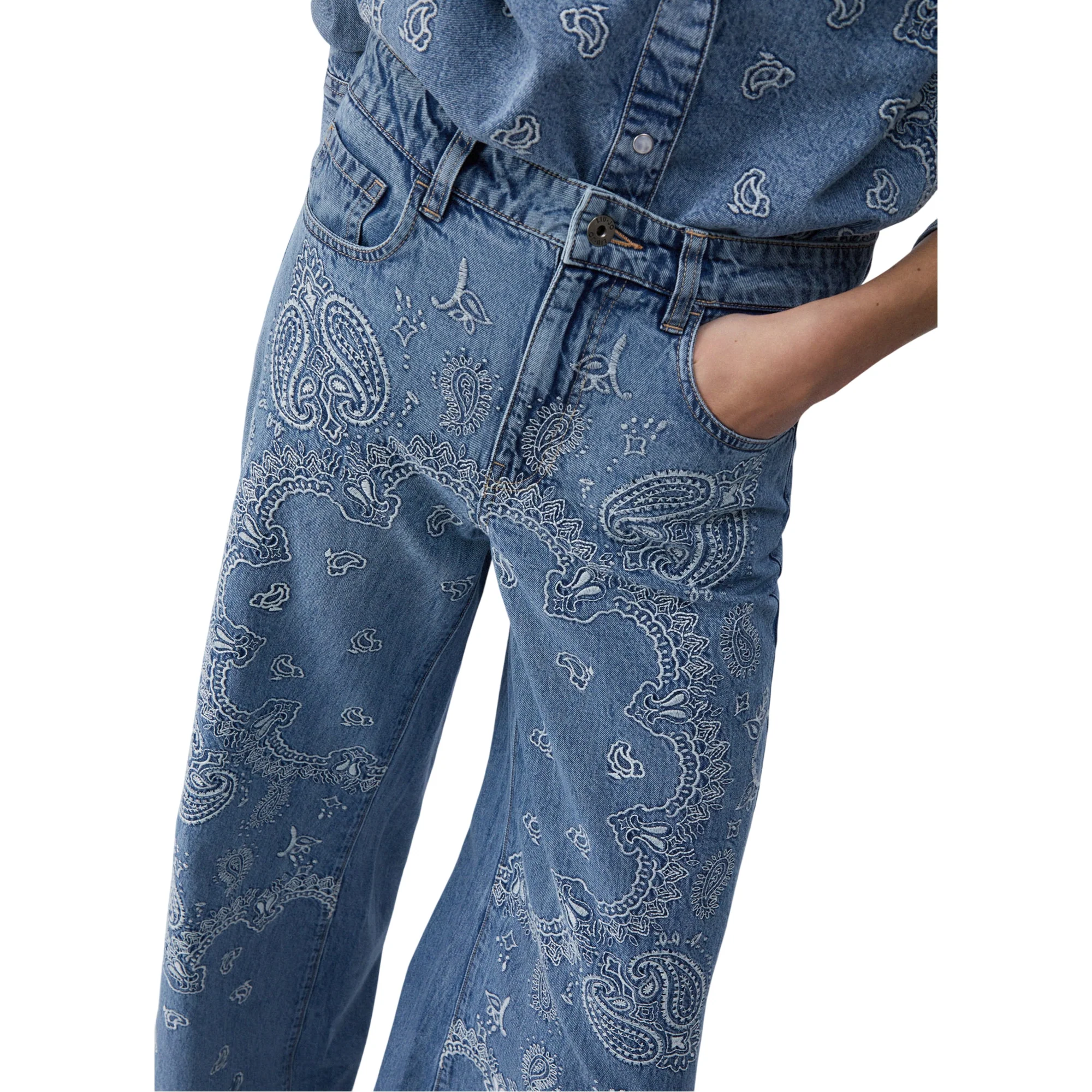 Jeans flare da donna con motivo a bandana strass - Image 5