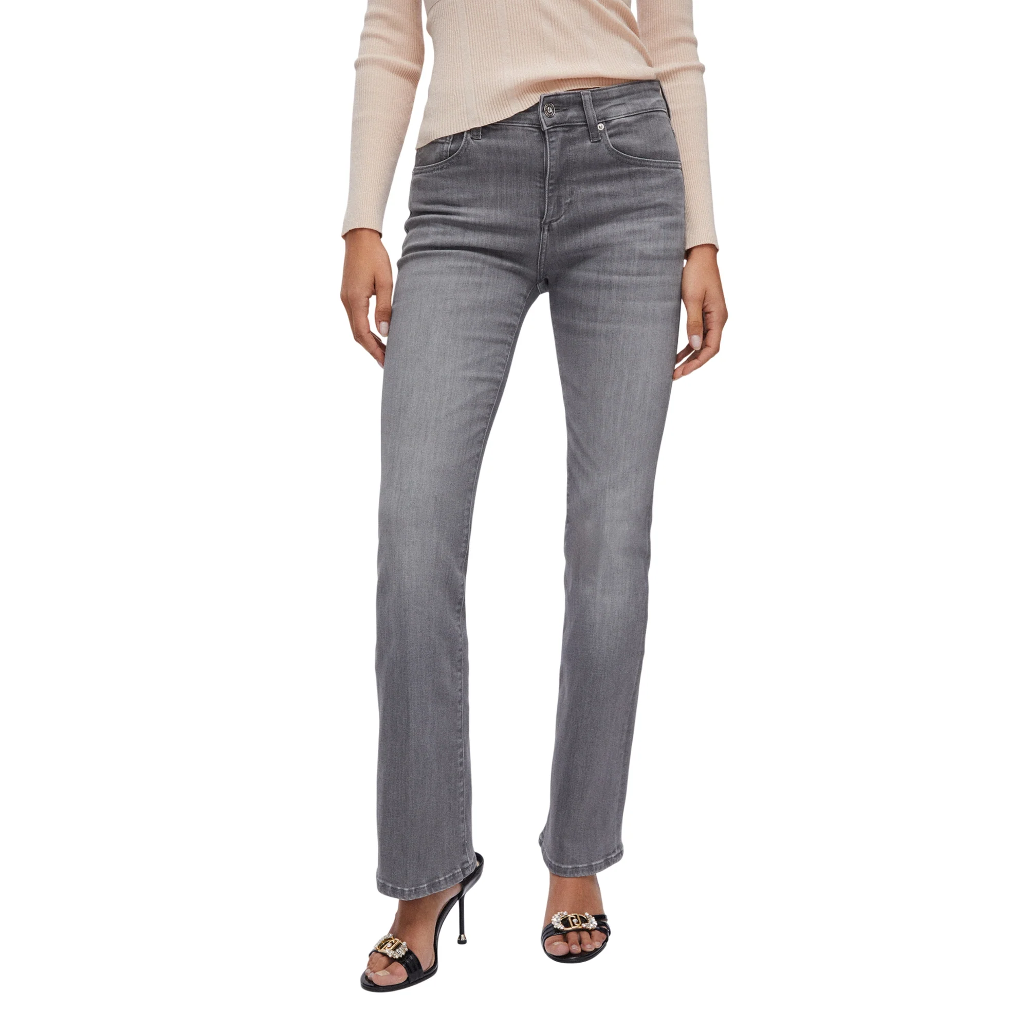 Jeans Donna a vita alta e gamba svasata Grigio - Image 2