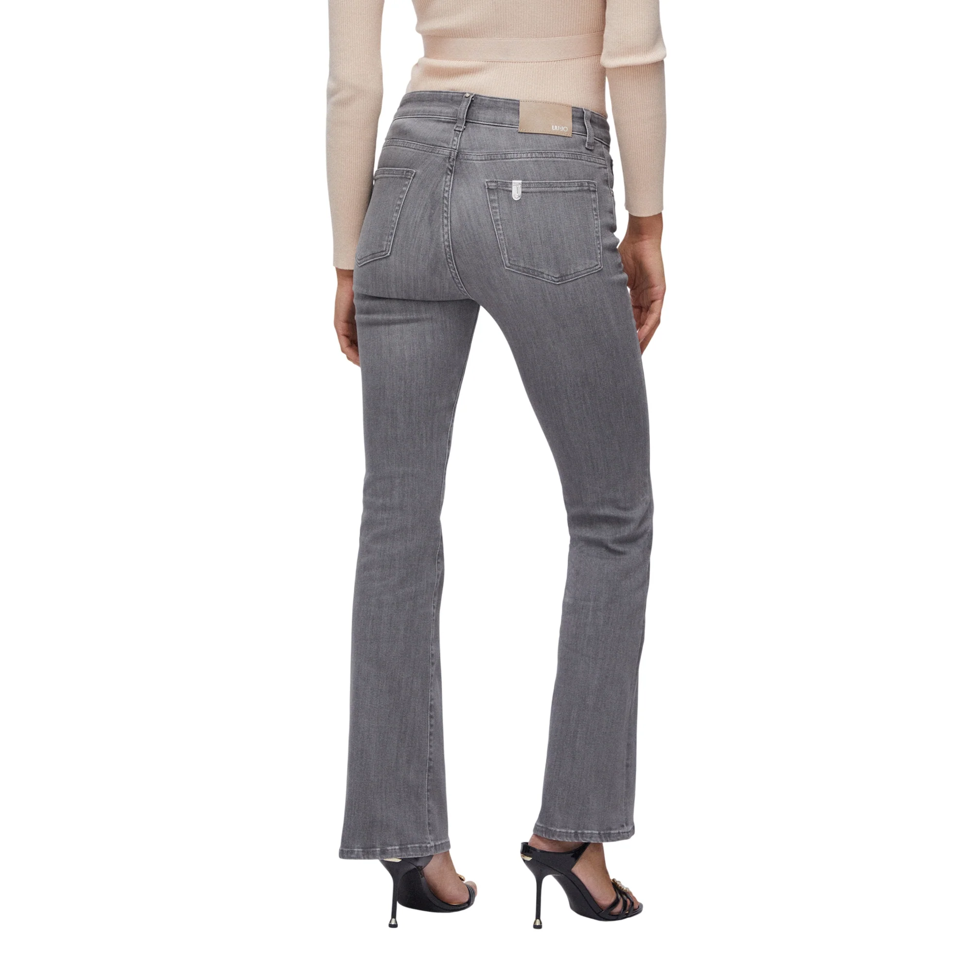 Jeans Donna a vita alta e gamba svasata Grigio - Image 3