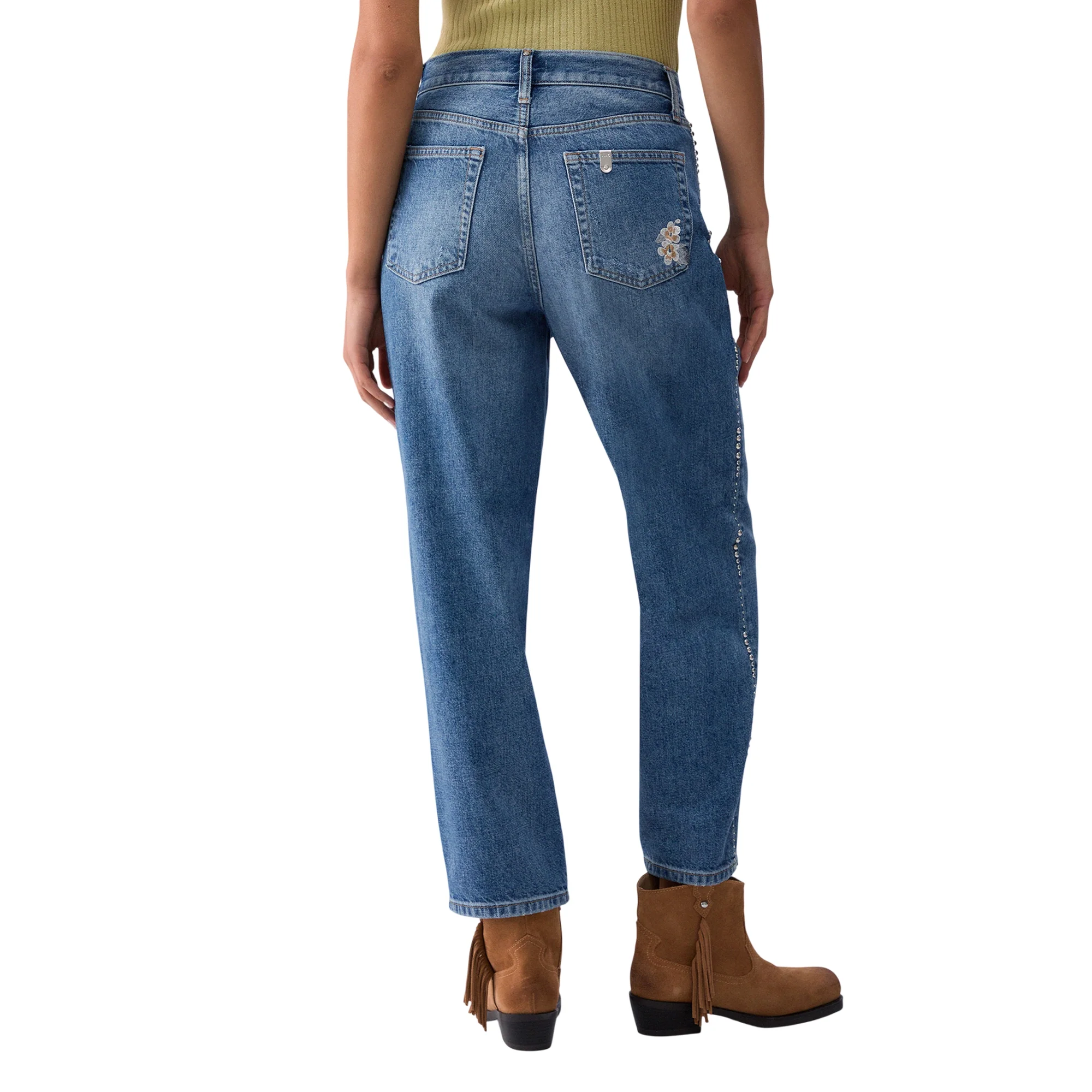 Jeans Donna con ricami floreali - Image 3