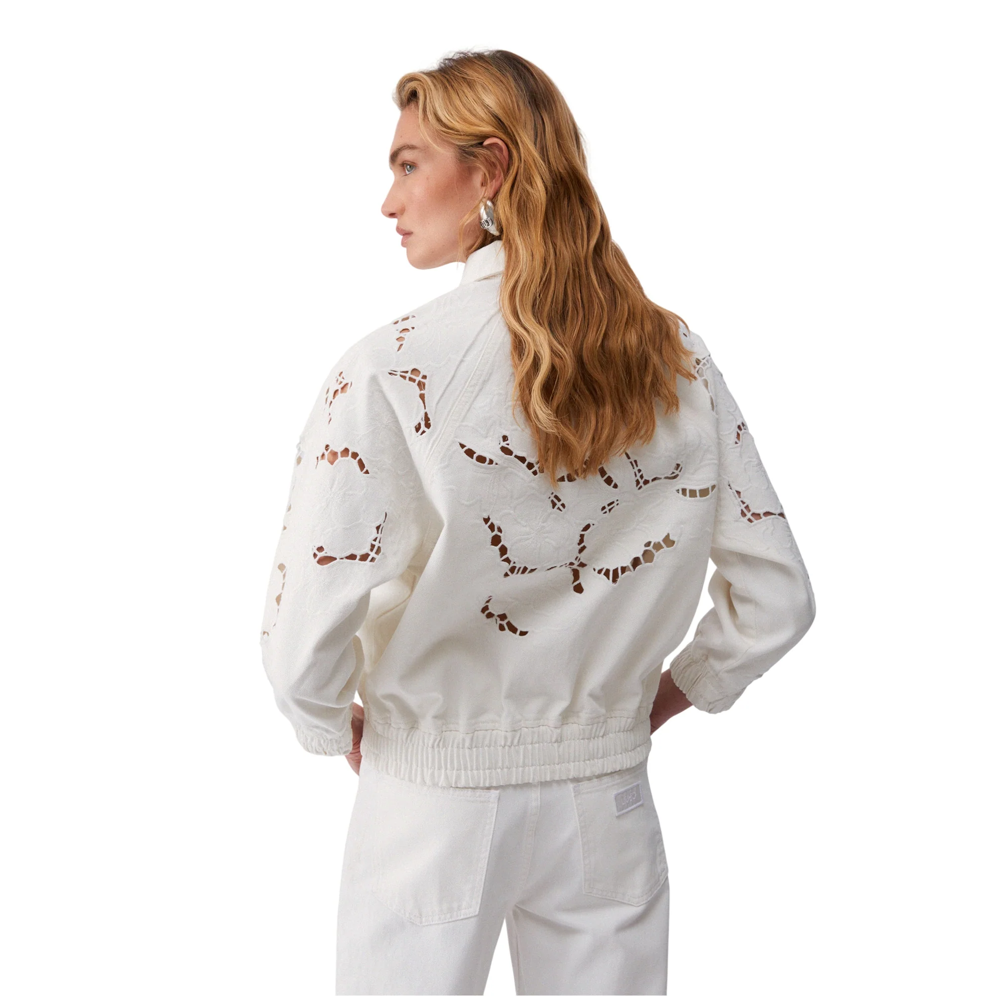 Giubbino bomber Donna con ricamo traforato Bianco - Image 3