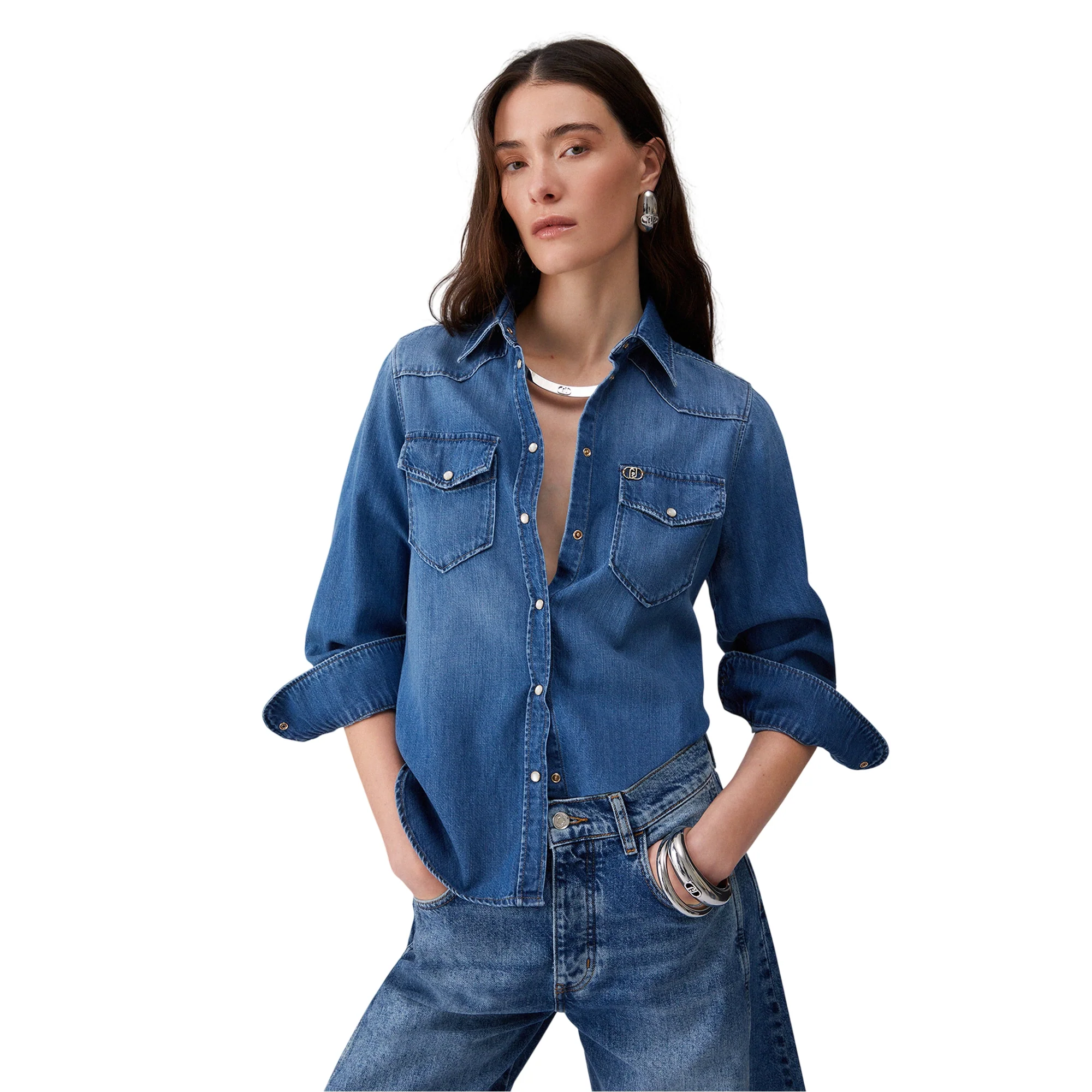 Camicia basic in denim - Image 2