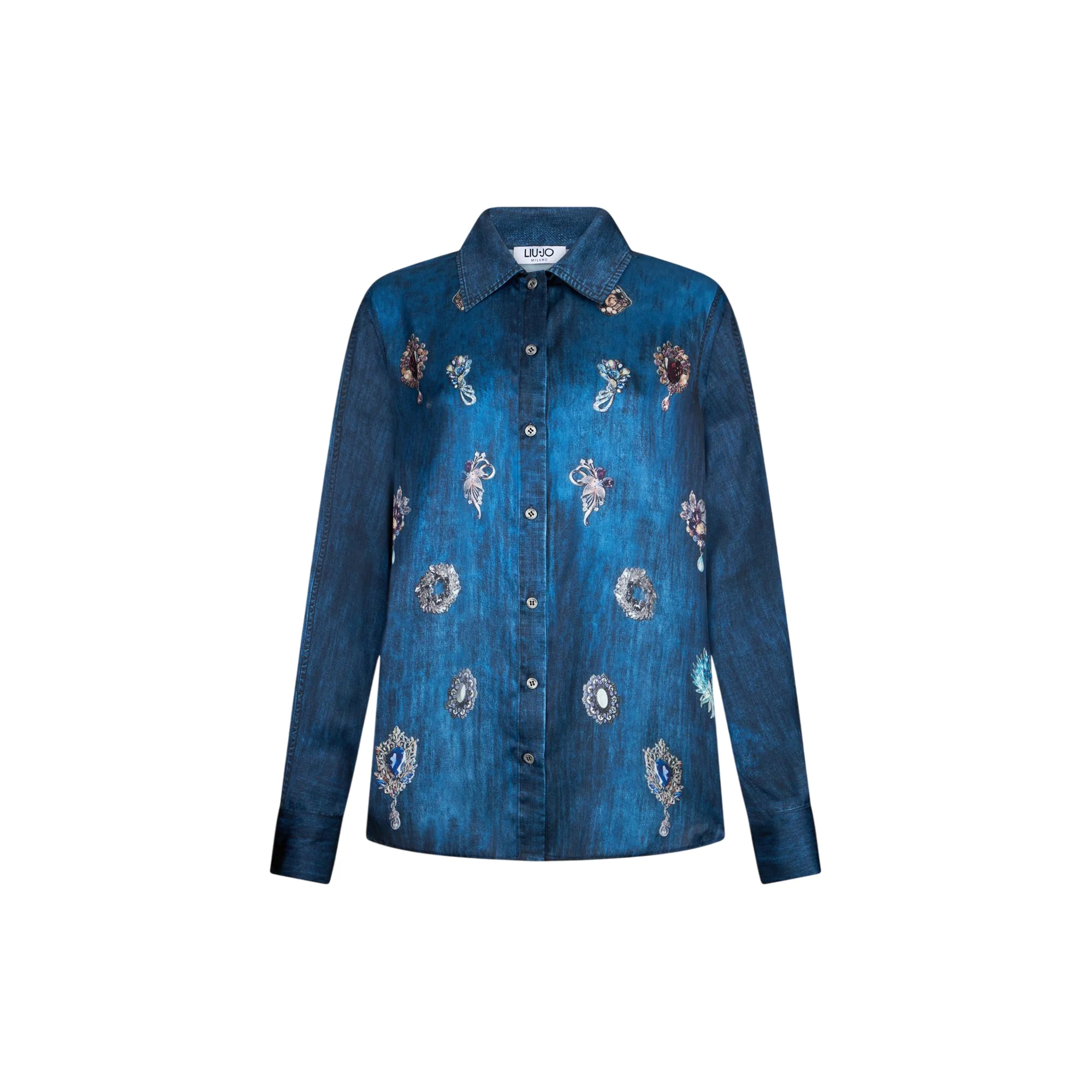 Camicia effetto denim con stampa digitale