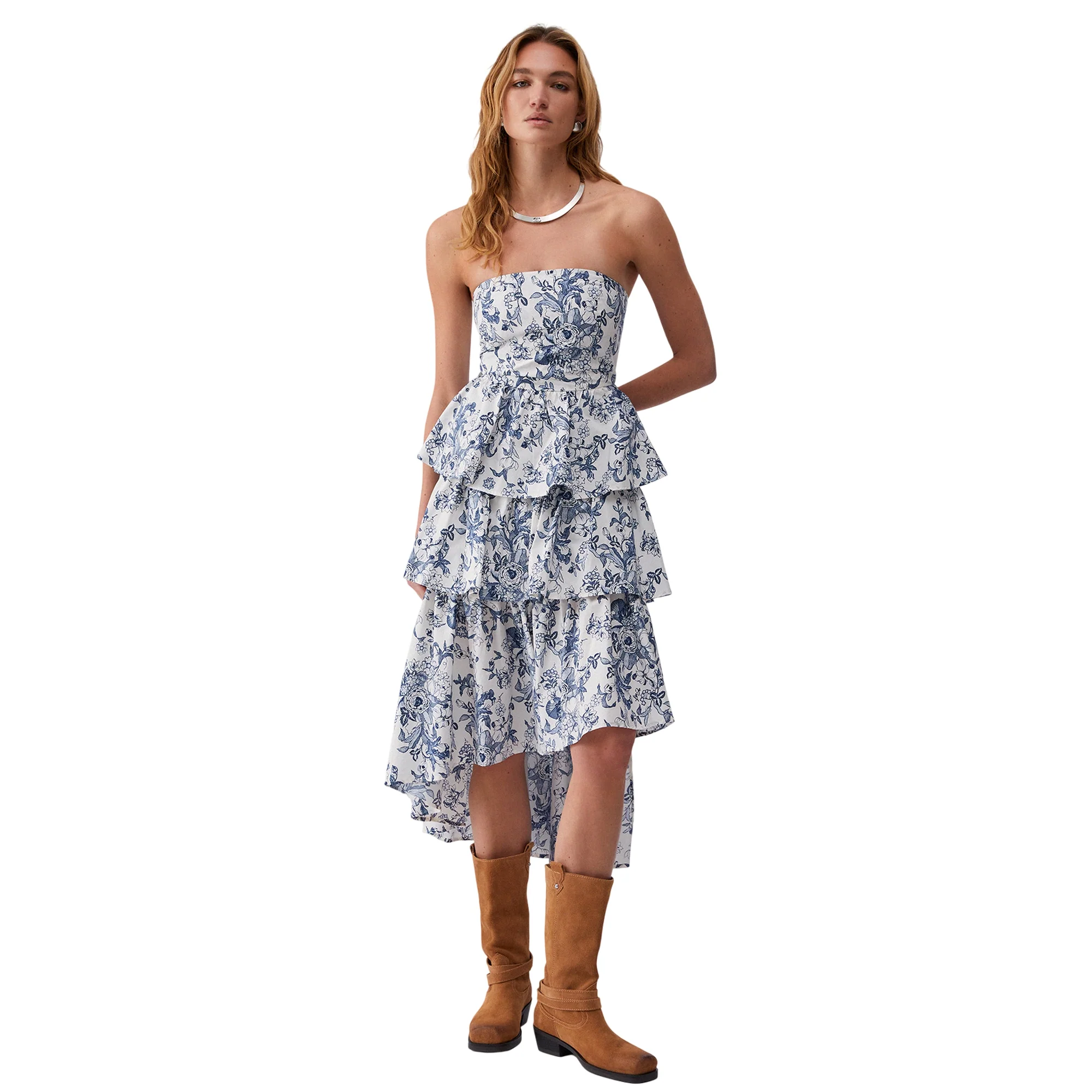 Abito Donna a balze con fantasia floreale - Image 2
