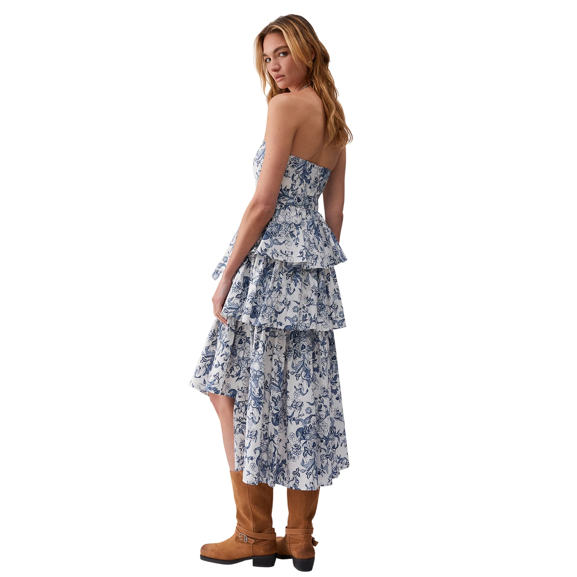 Abito Donna a balze con fantasia floreale - Image 3