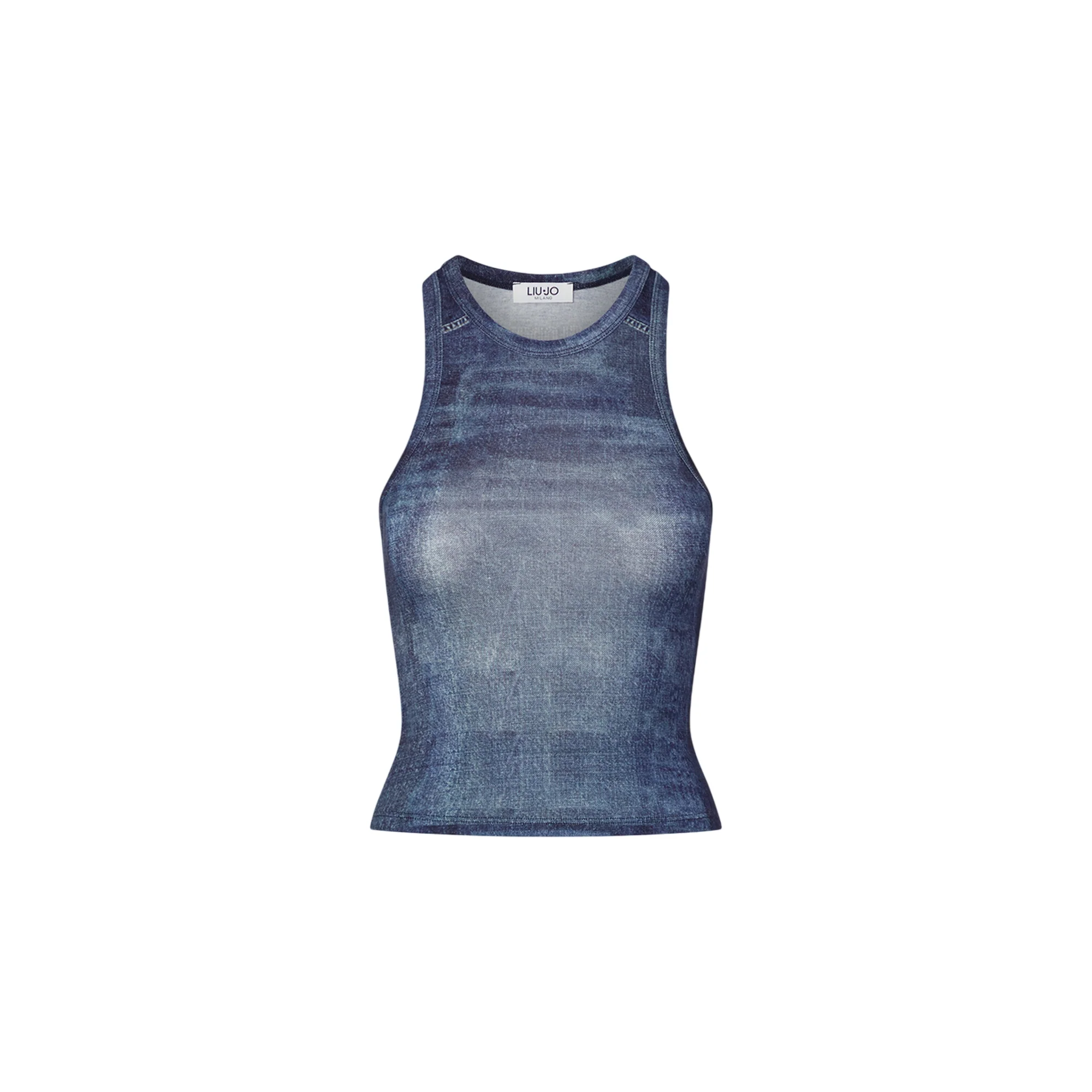 Top Donna con stampa effetto denim