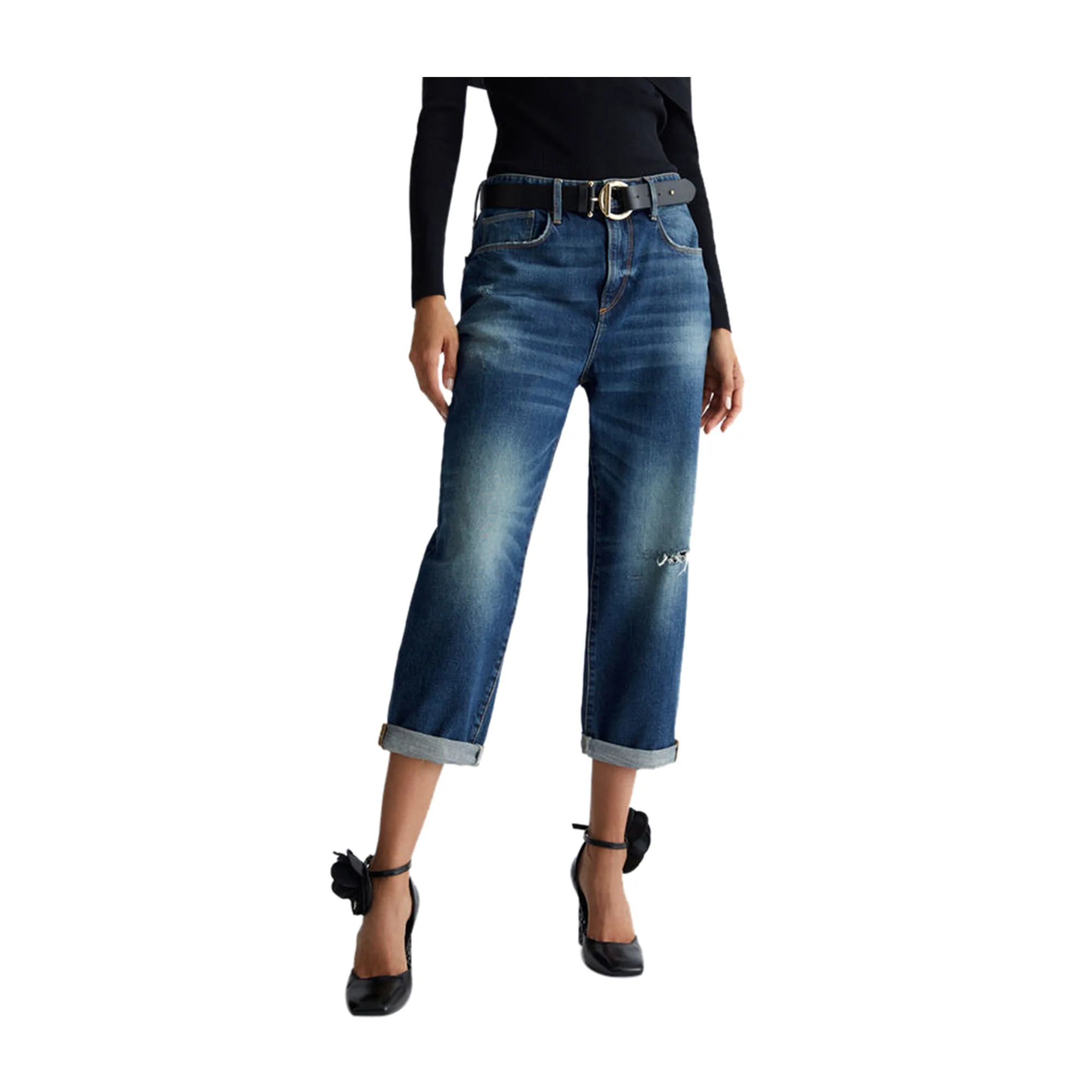 Jeans Donna modello boyfriend cropped - Image 2