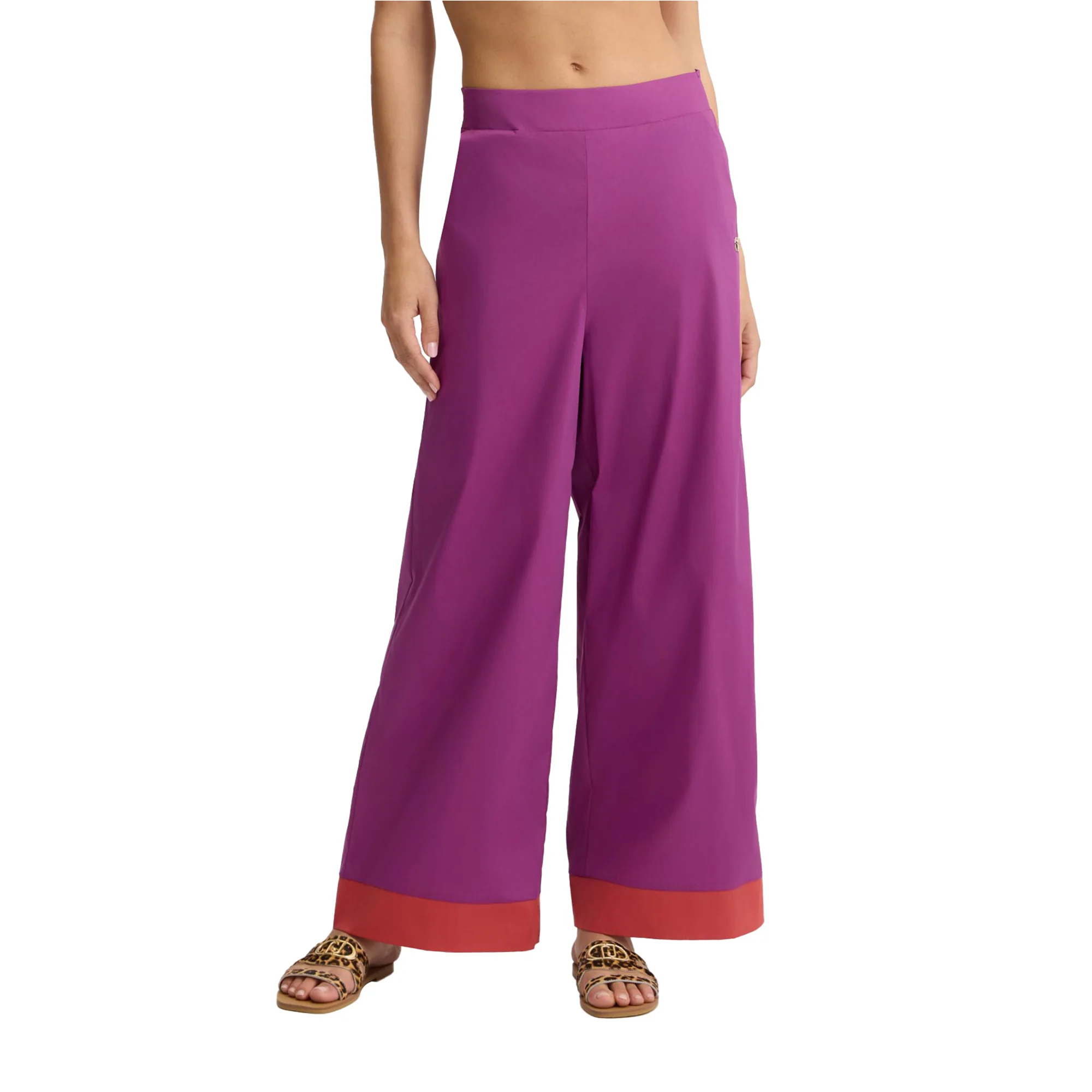Pantaloni a palazzo da donna in cotone viola - Image 2