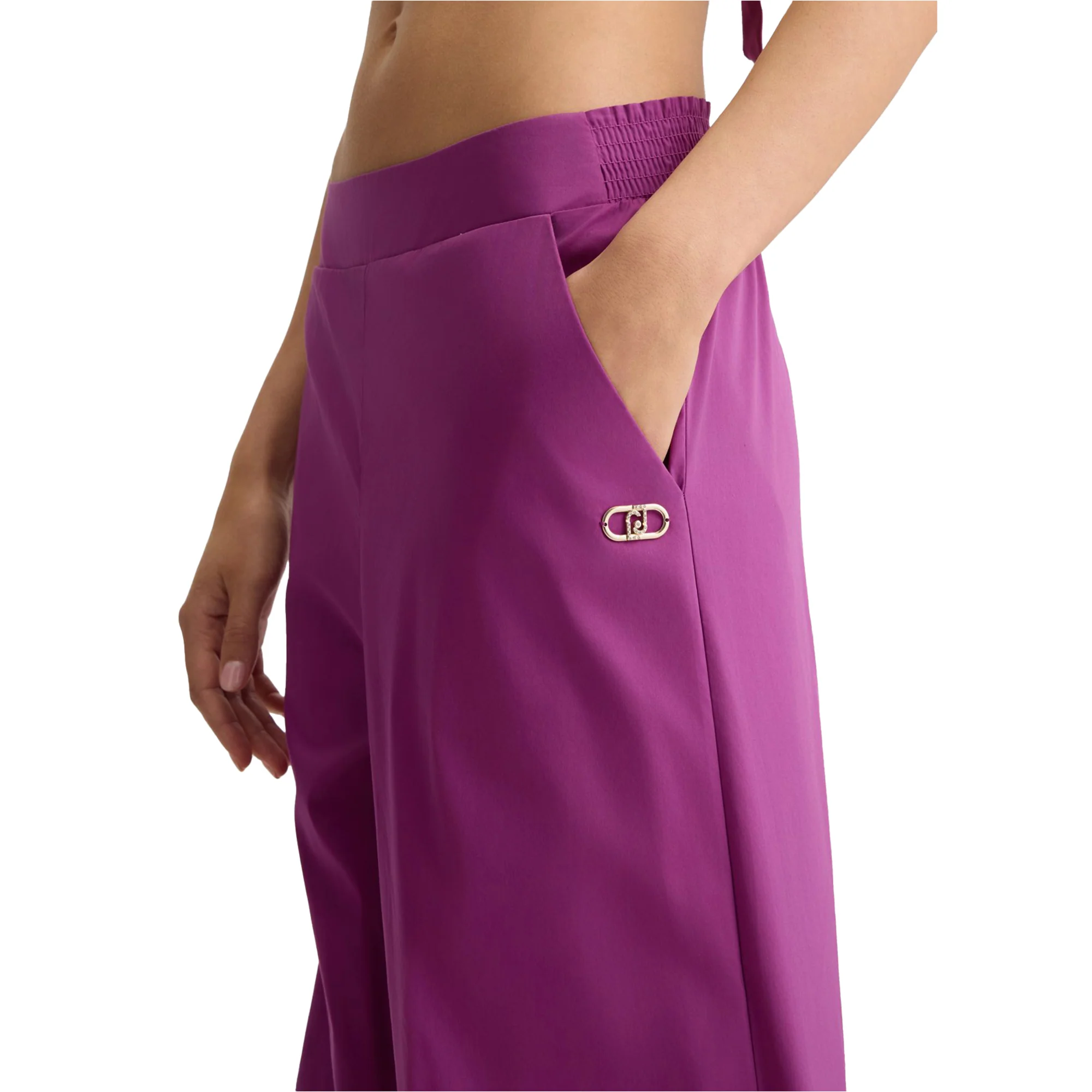 Pantaloni a palazzo da donna in cotone viola - Image 4