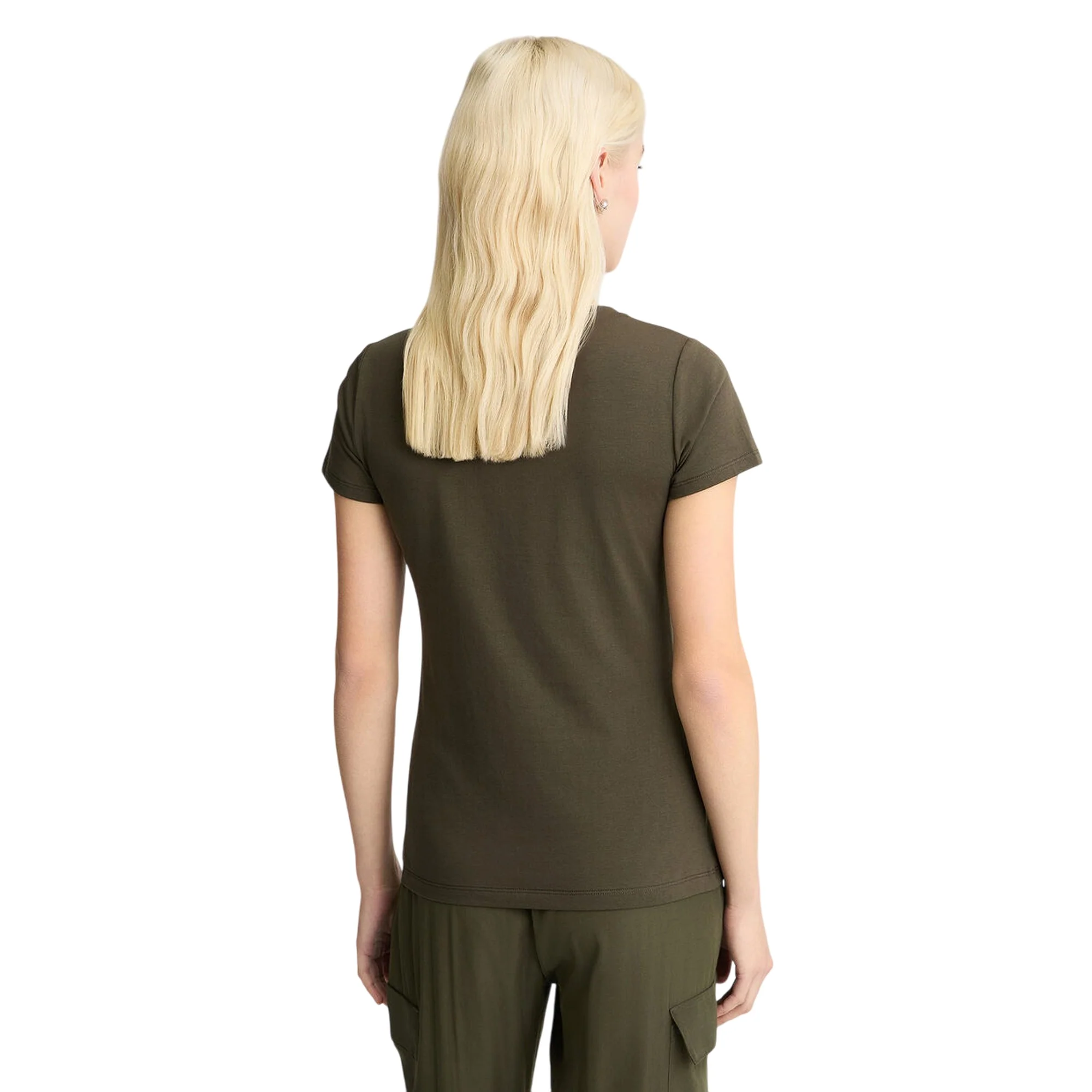 T-shirt verde da donna con logo animalier con strass - Image 3