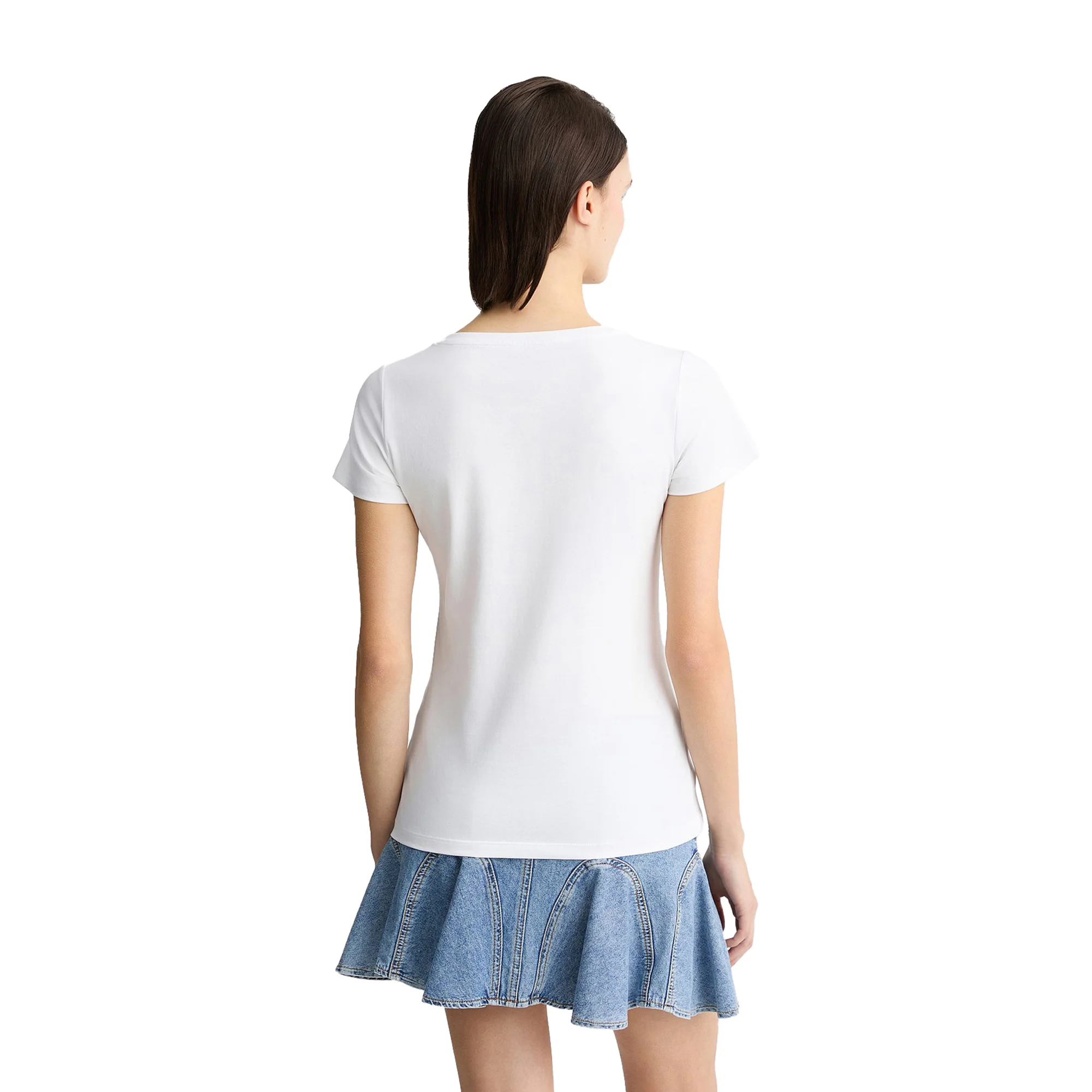 T-shirt bianca da donna con logo e strass - Image 3