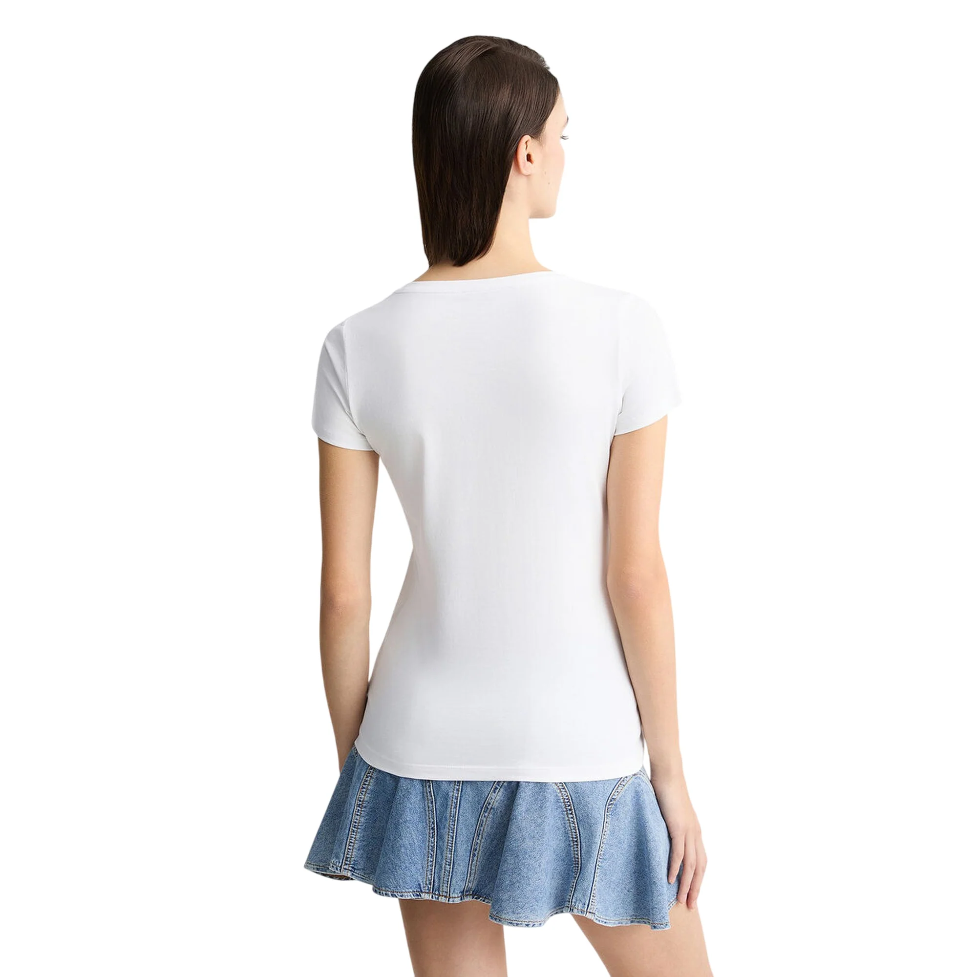 T-shirt bianca da donna con logo floreale con strass - Image 3