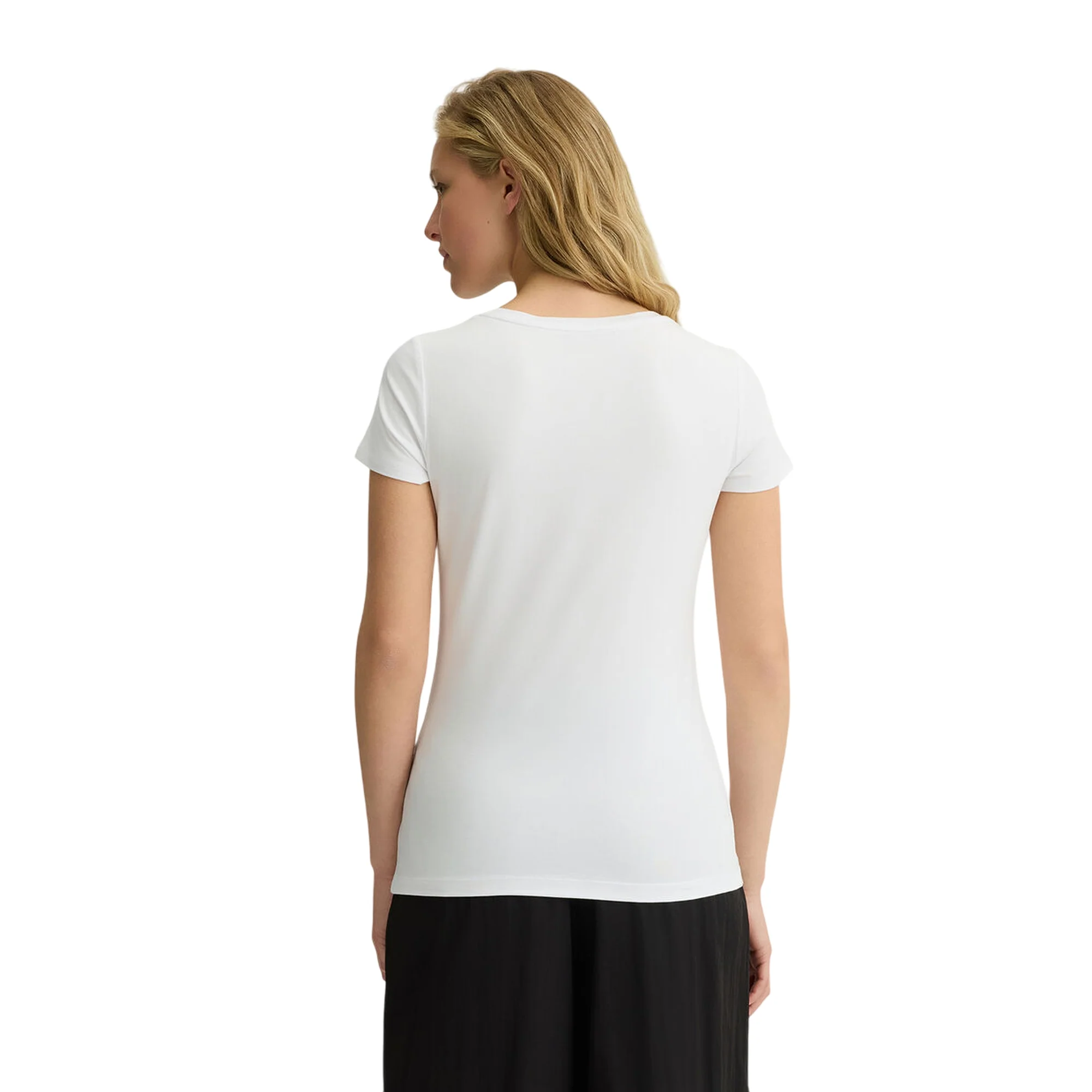 T-shirt bianca da donna in viscosa con logo - Image 2