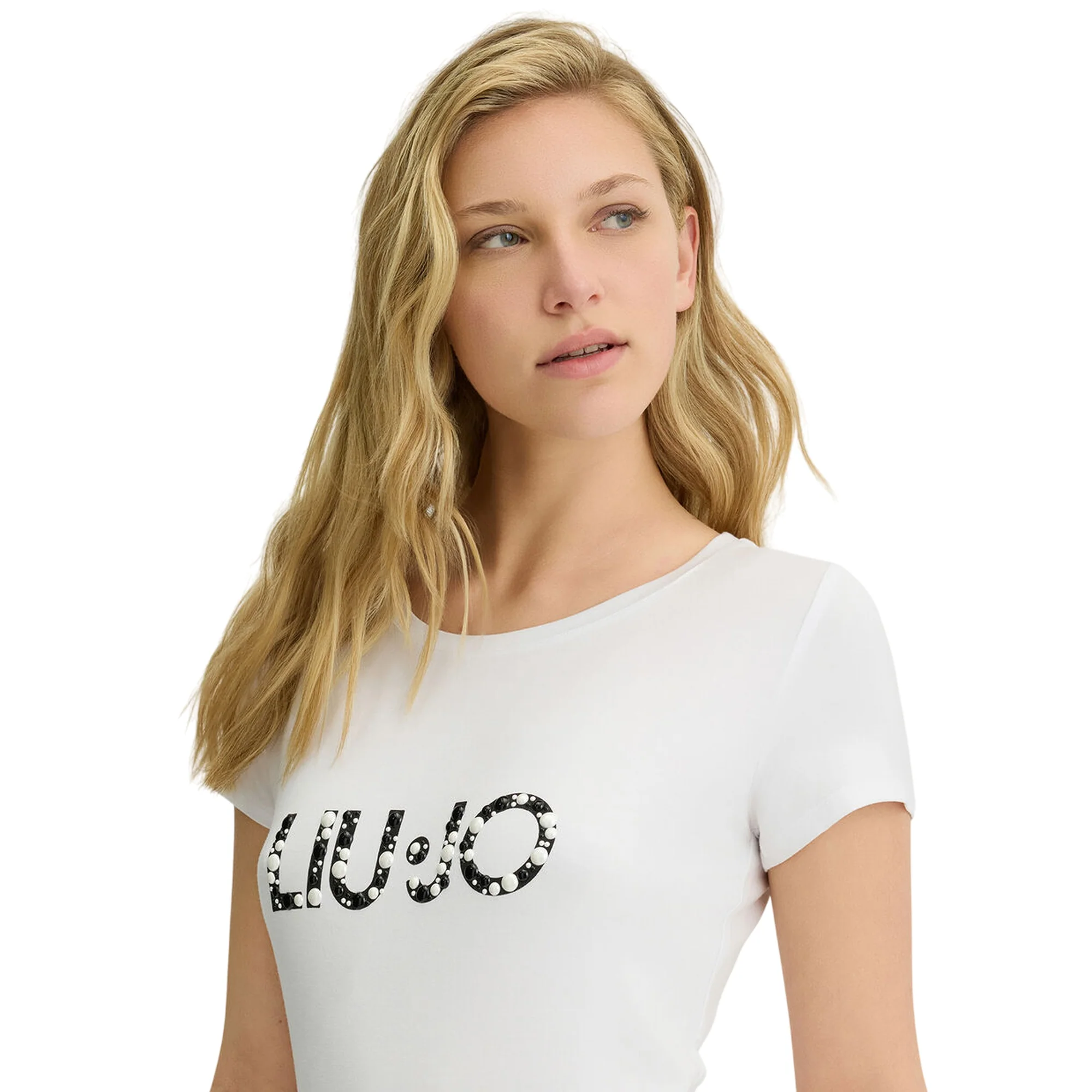 T-shirt bianca da donna in viscosa con logo - Image 3