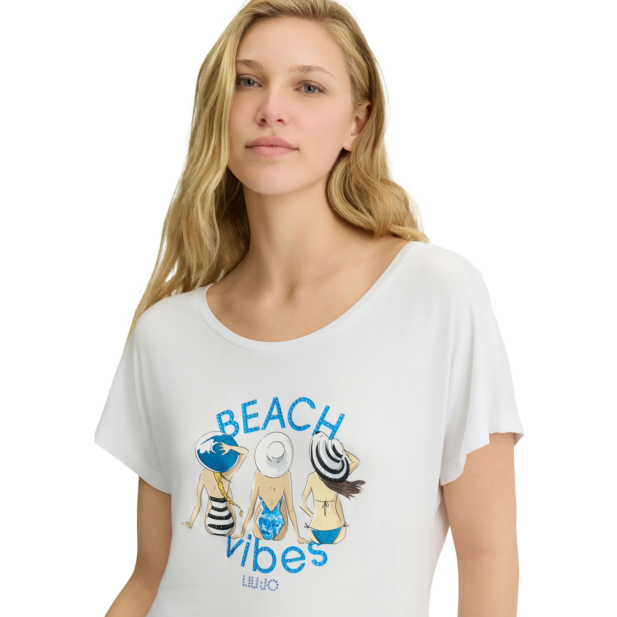 T-shirt Bianca da donna con stampa frontale - Image 3