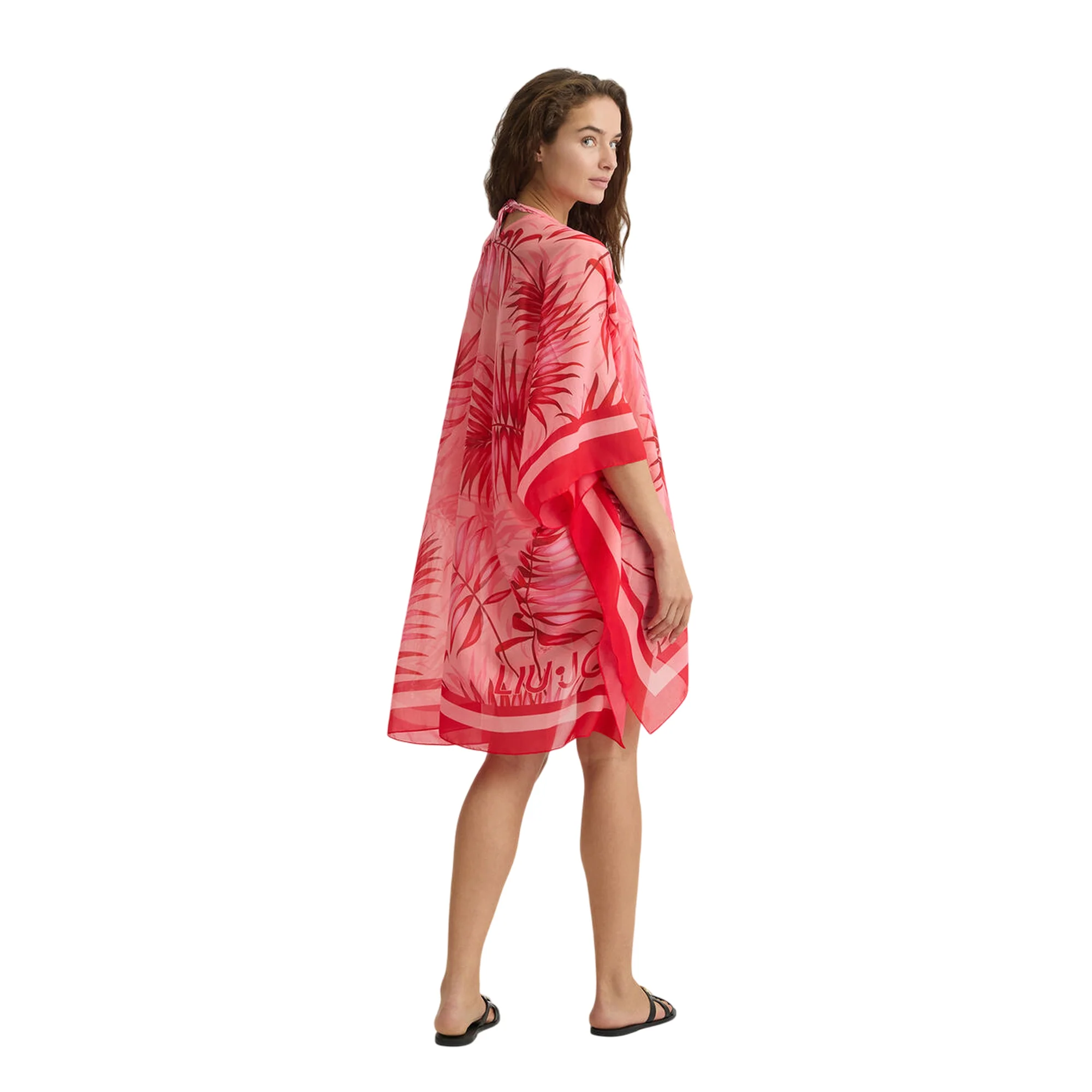 Copricostume Donna con stampa palme rosa/rosso - Image 3