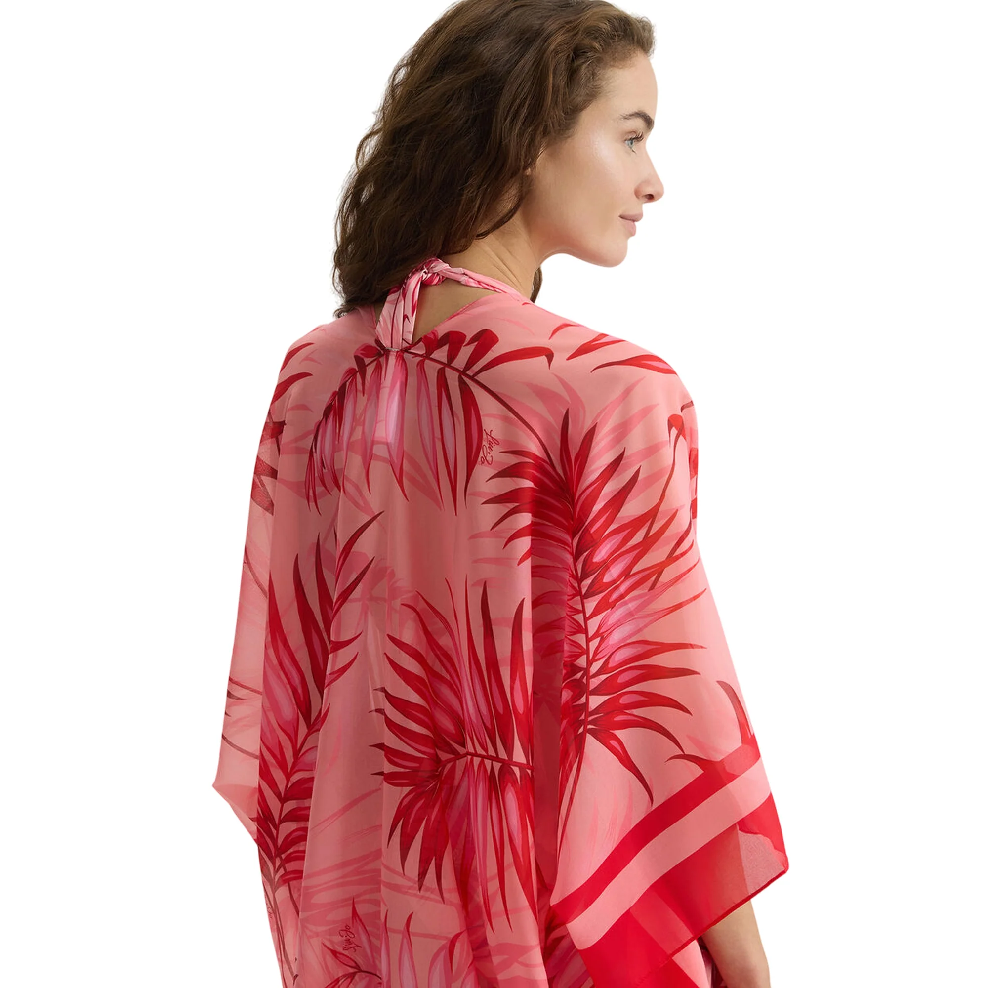 Copricostume Donna con stampa palme rosa/rosso - Image 4
