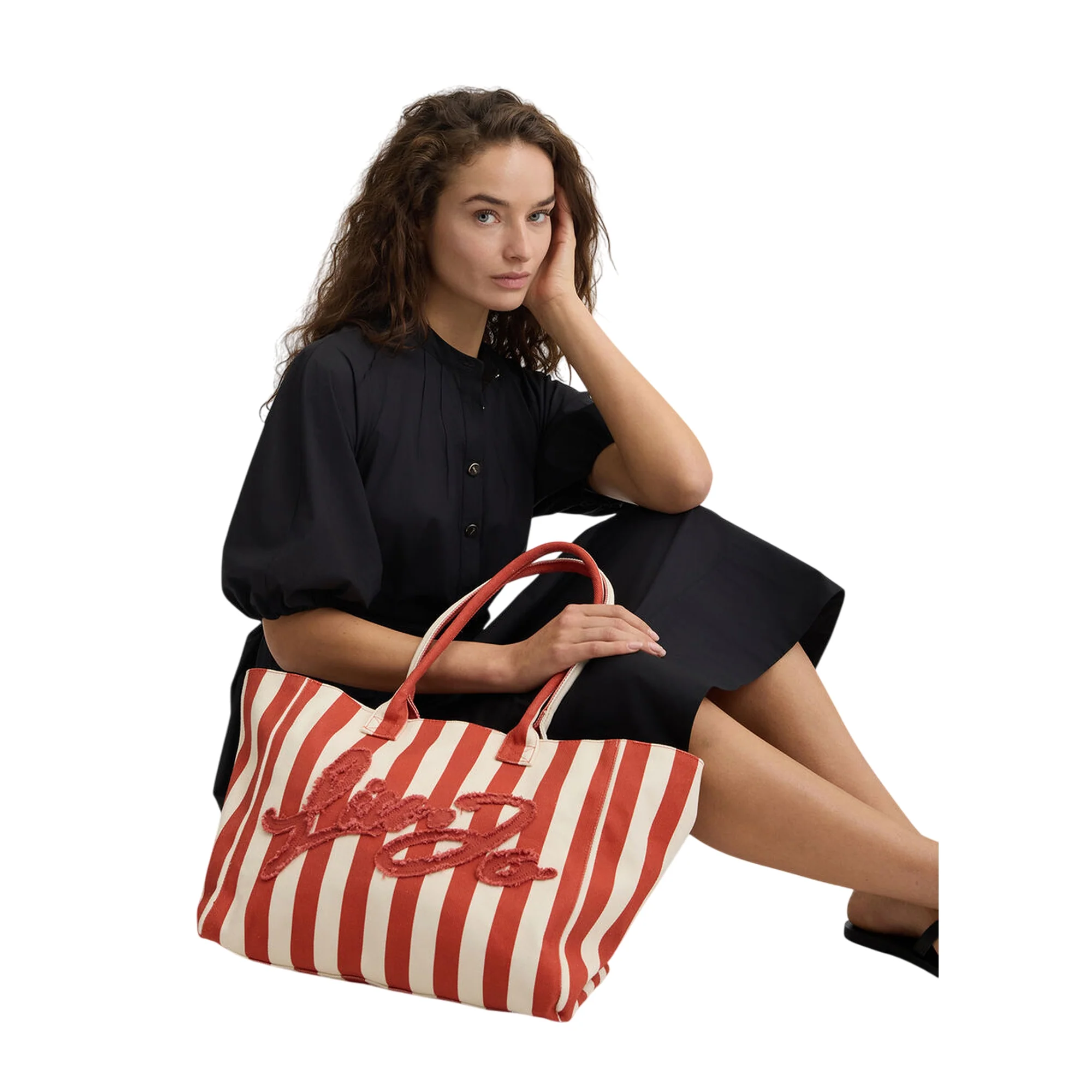 Tote Bag da Donna a righe Rosso - Image 4