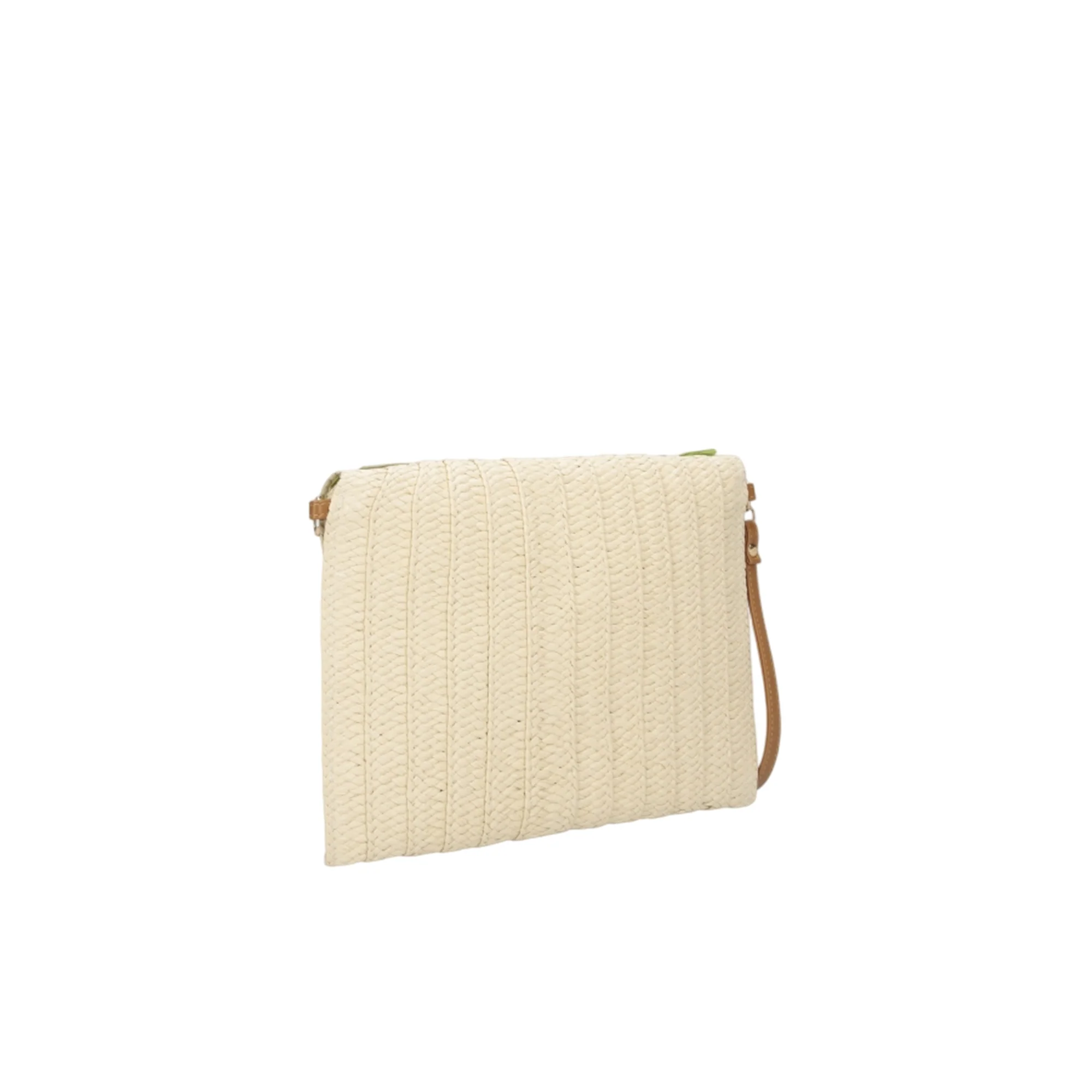 Pochette Donna in paglia con frange verdi - Image 3