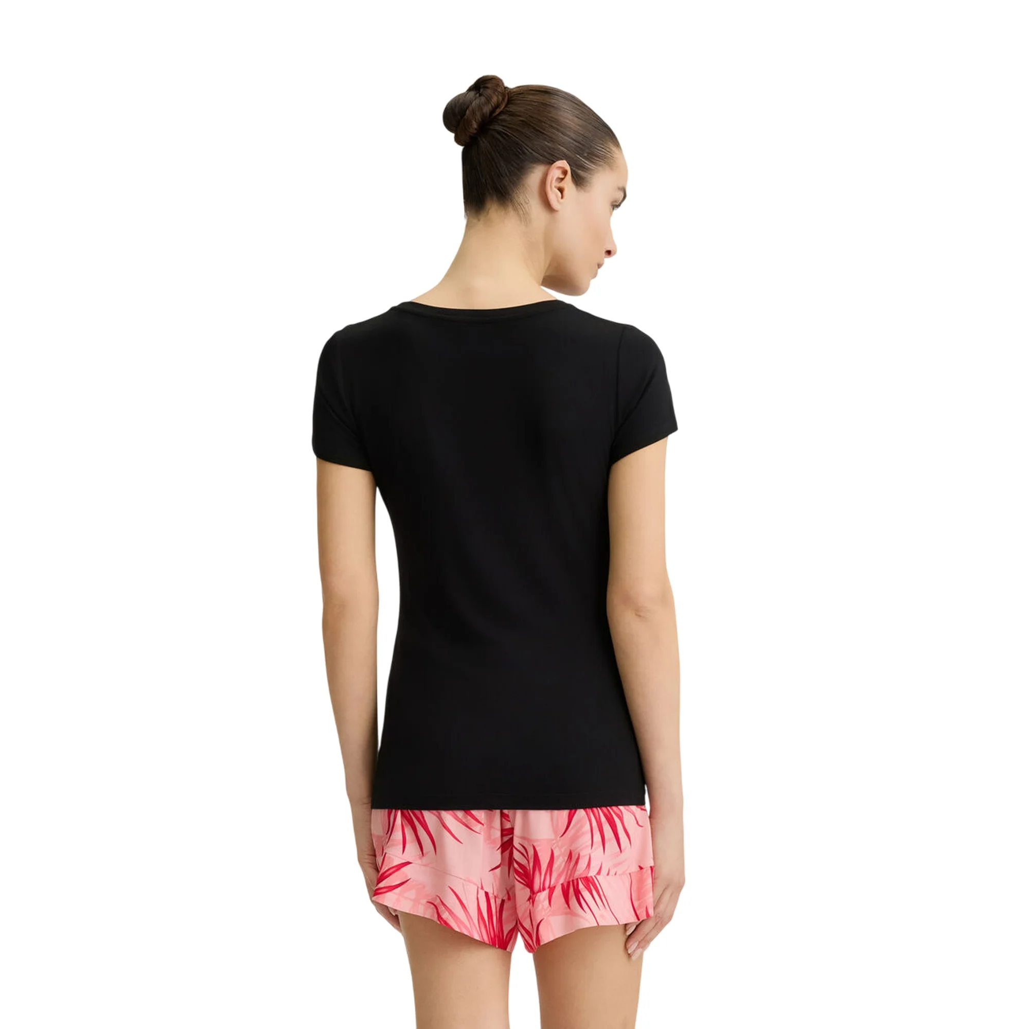 T-shirt Nera da Donna con logo palme e strass - Image 2