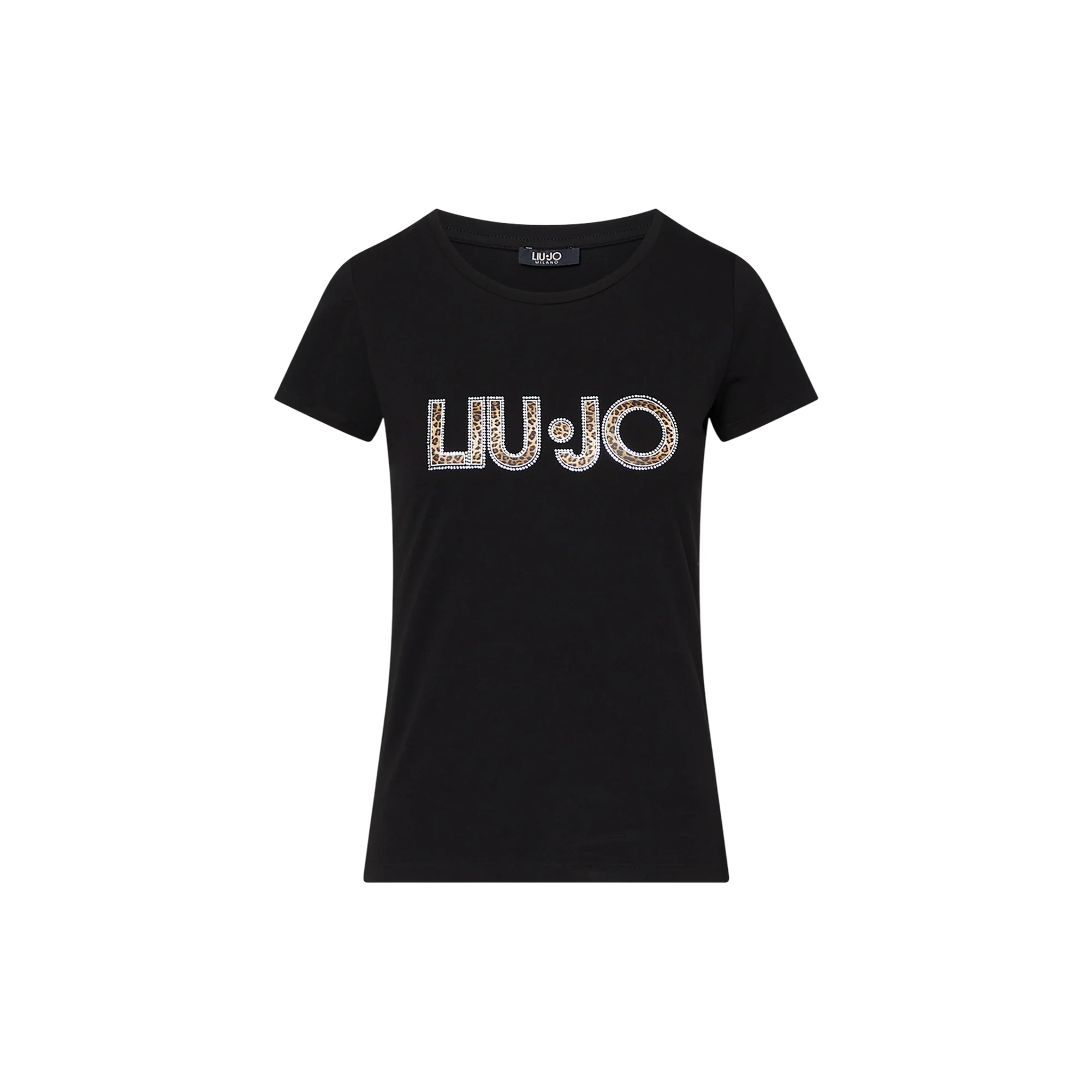 T-shirt Donna con logo animalier con strass