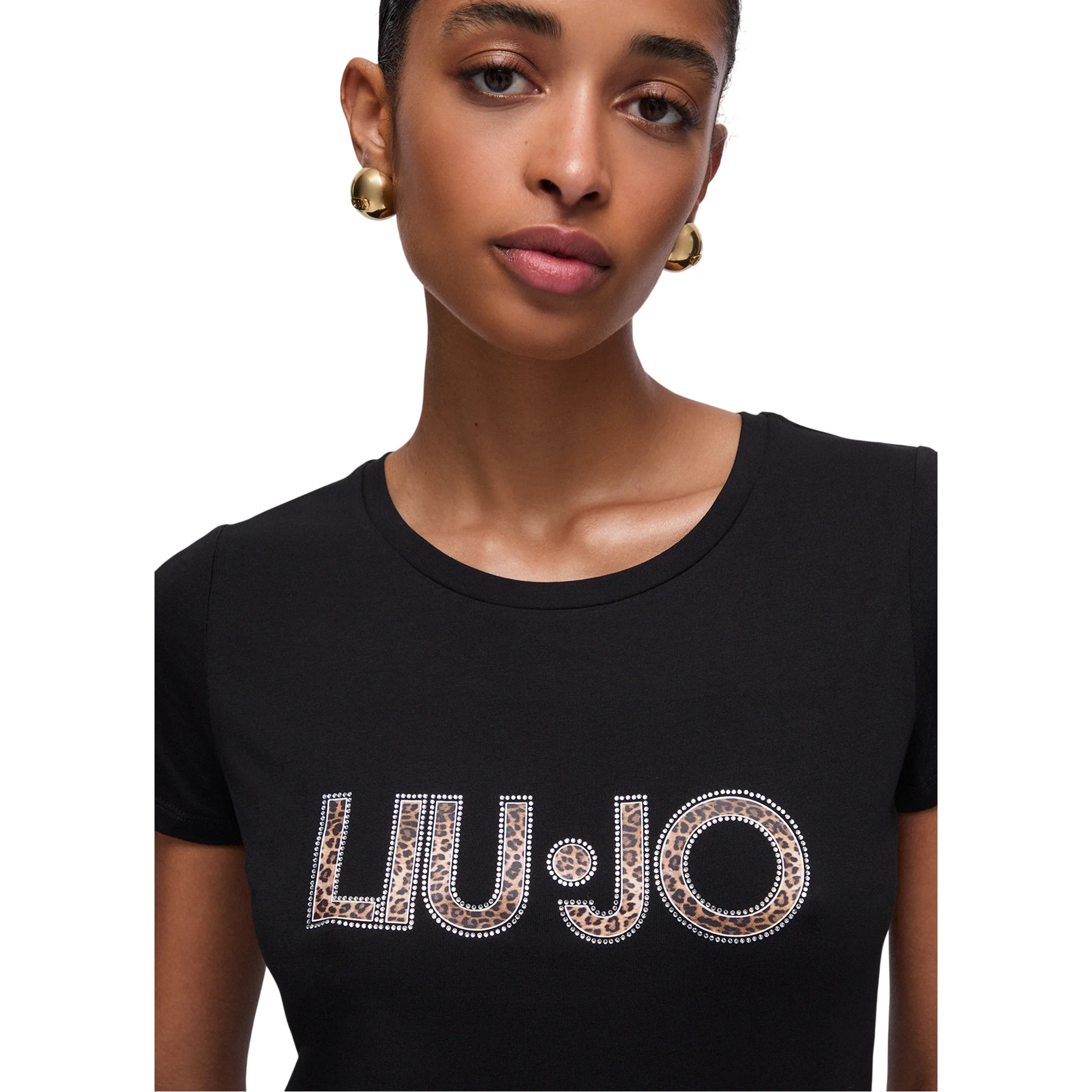 T-shirt Donna con logo animalier con strass - Image 4